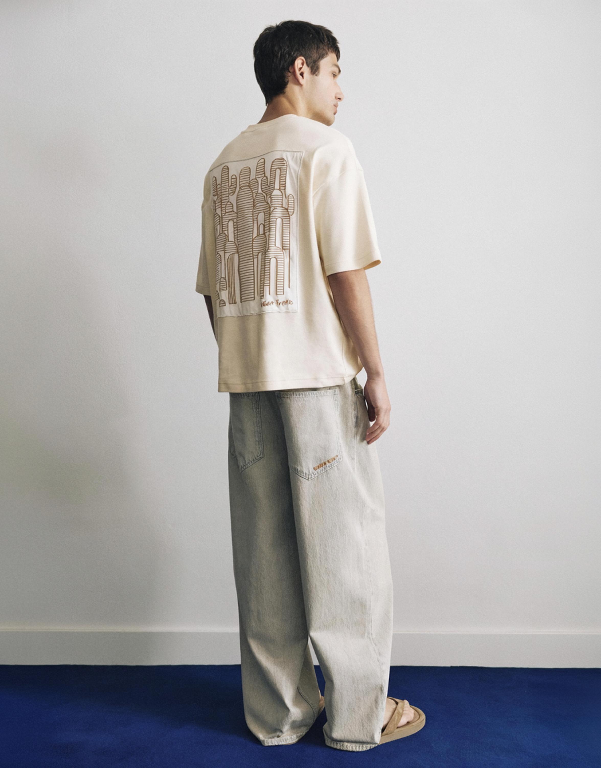 Short sleeve graphic sweatshirt — Sand