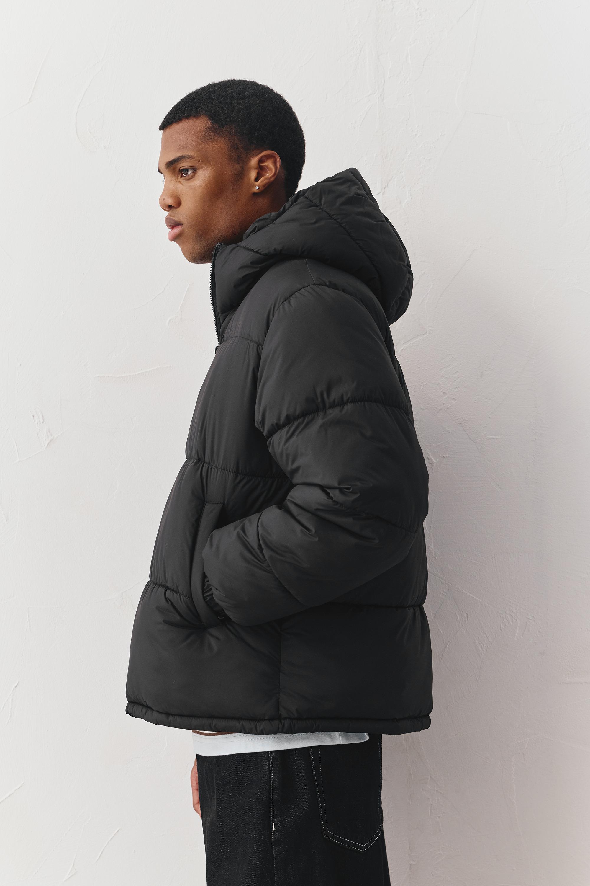 Padded jacket with hood — Black