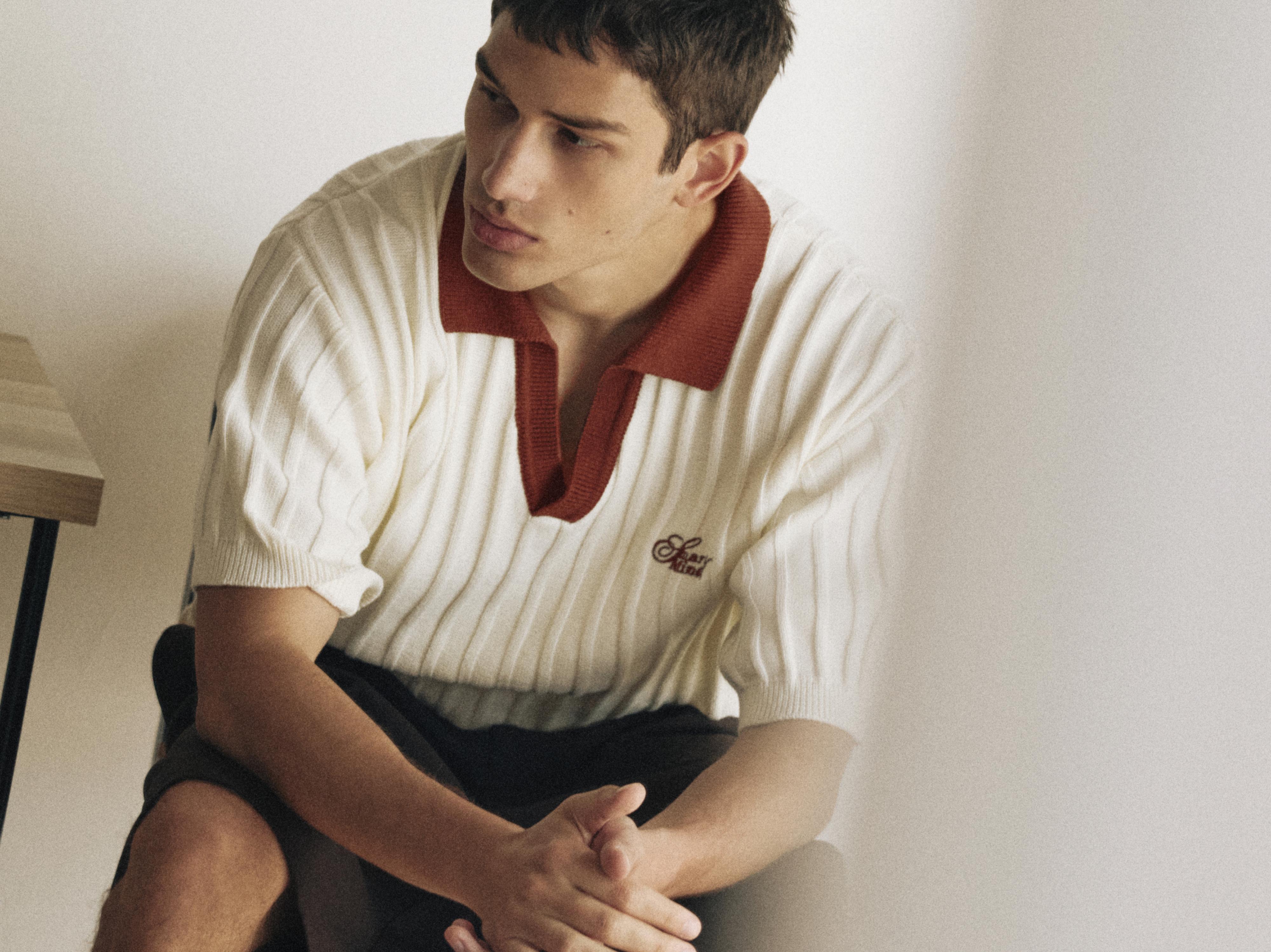 Contrast collar polo shirt — Off white