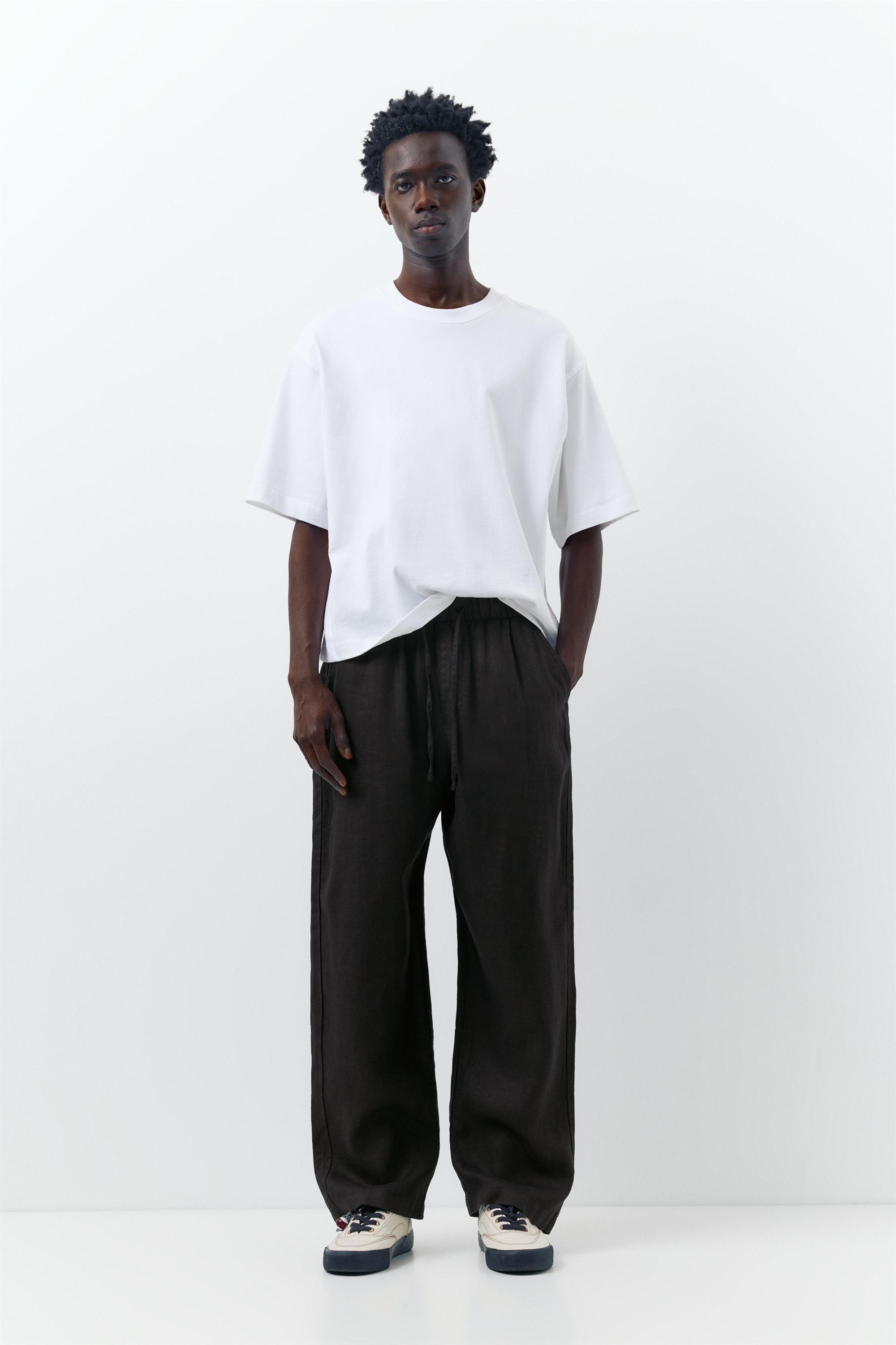 100% linen jogger trousers — Black