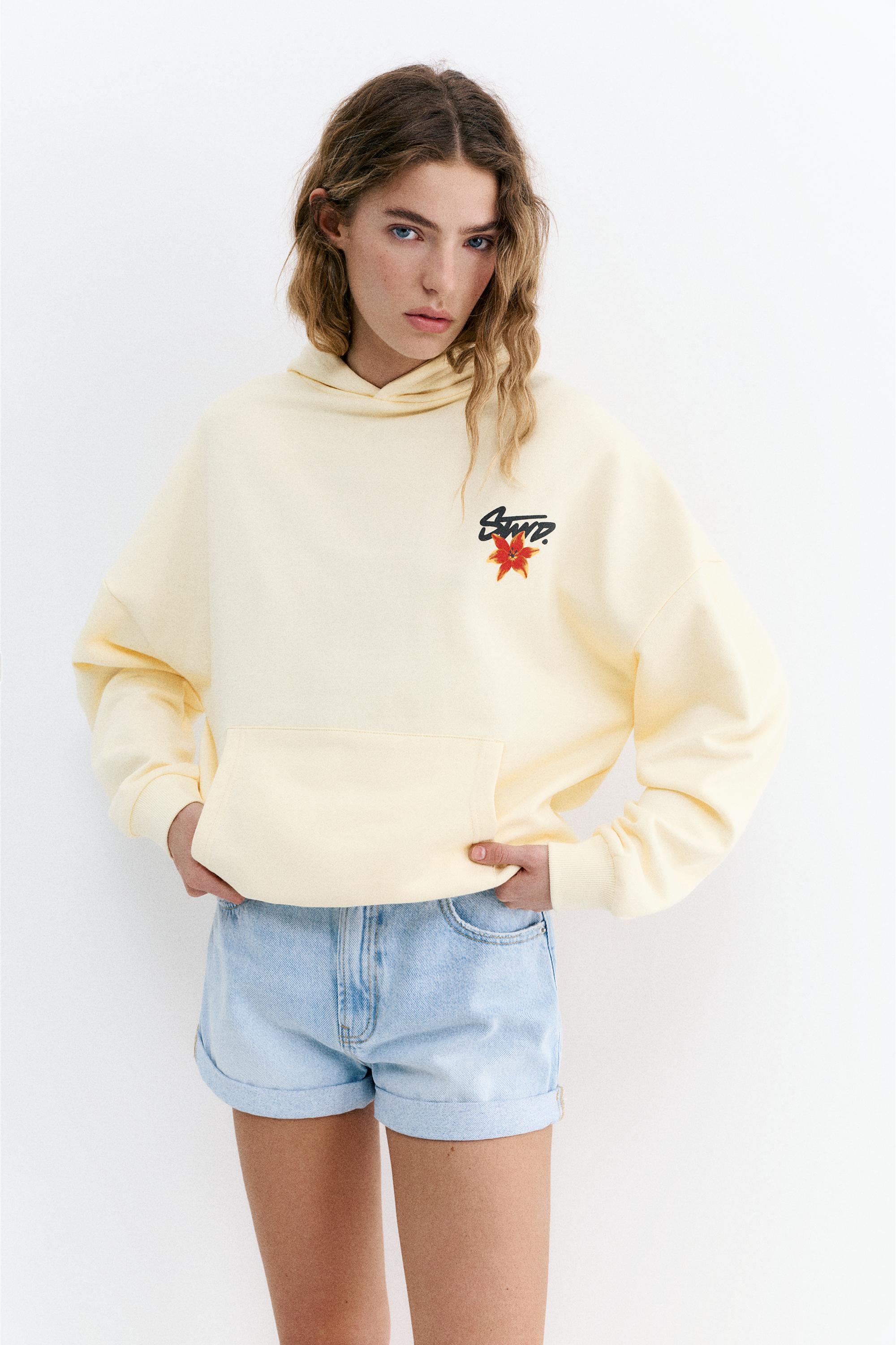 Kapüşonlu çiçekli STWD sweatshirt - Görsel 4