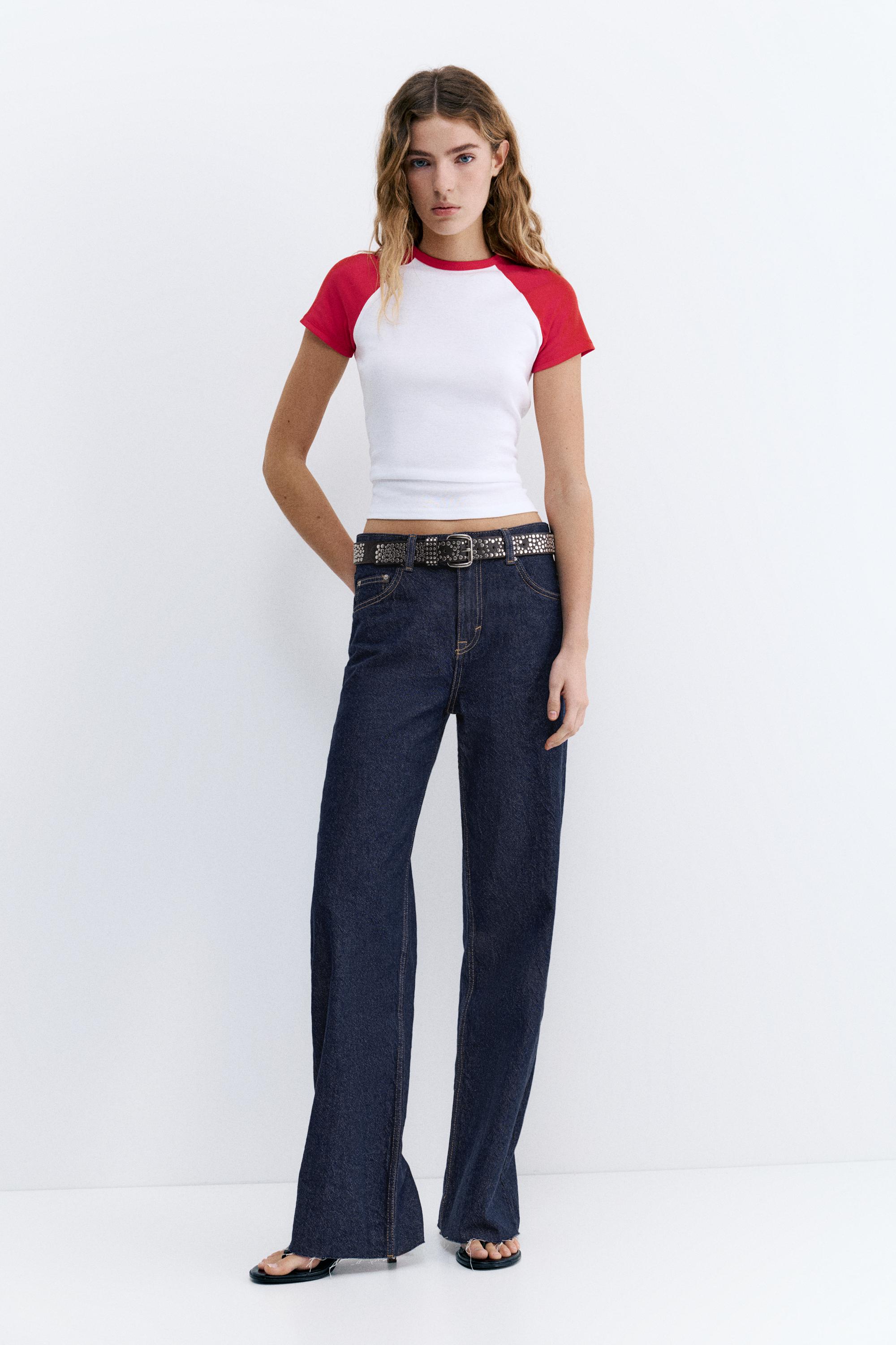 High-waist wide straight-leg jeans — Ink blue