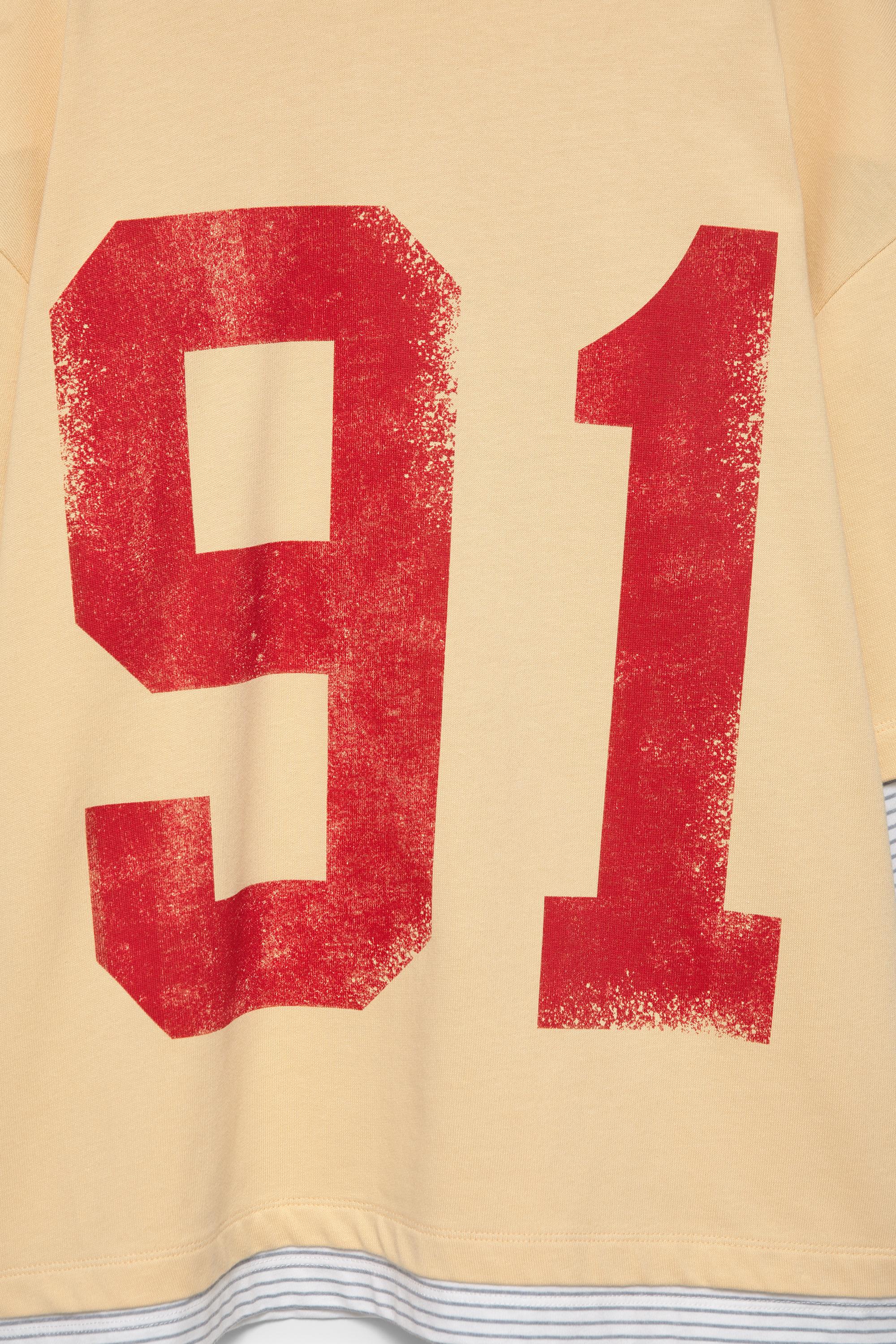 91 graphic double-layer T-shirt — Egg yolk yellow