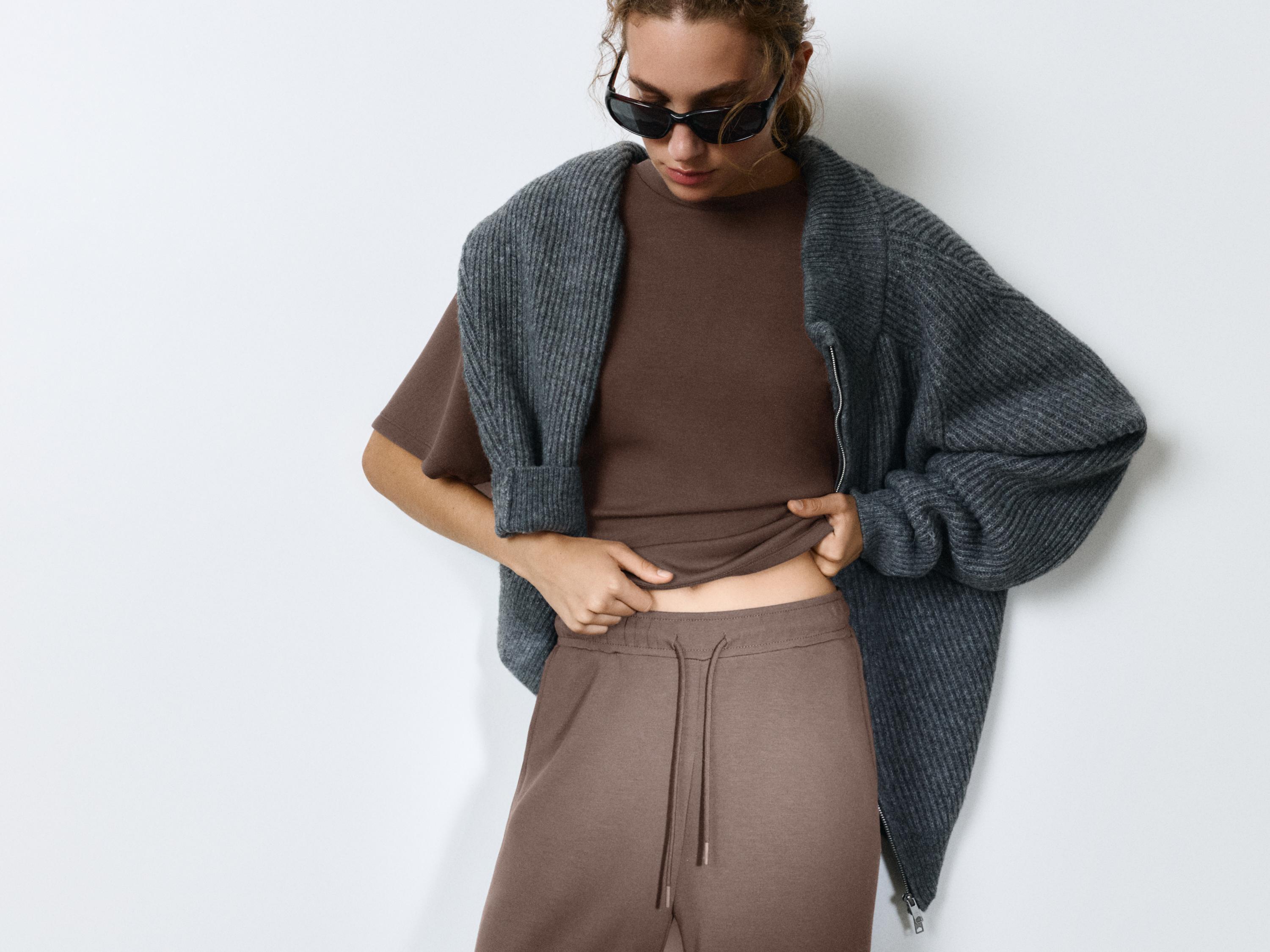 Modal wide-leg trousers — Brown