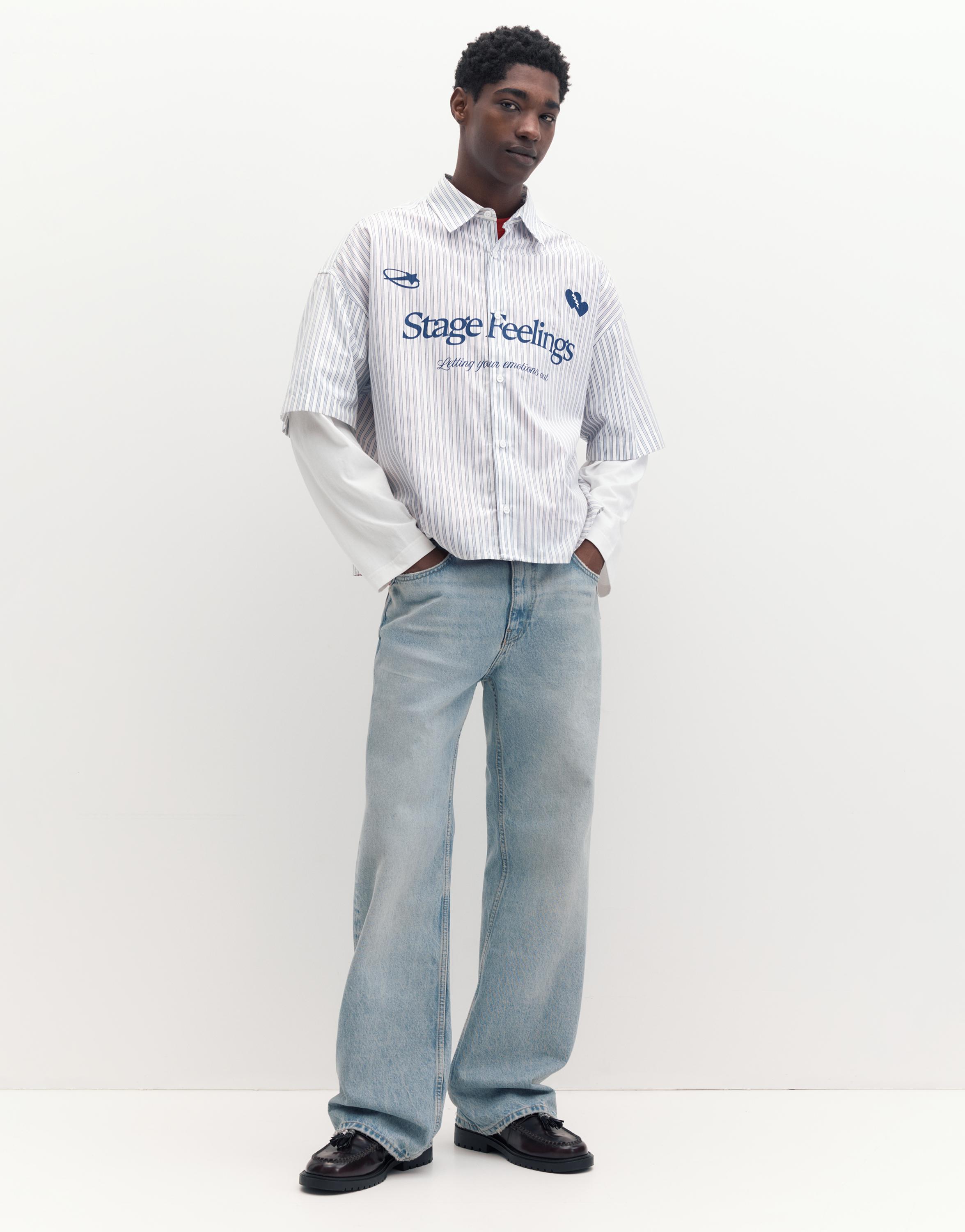 Çift kollu grafik detaylı gömlek - Görsel 16