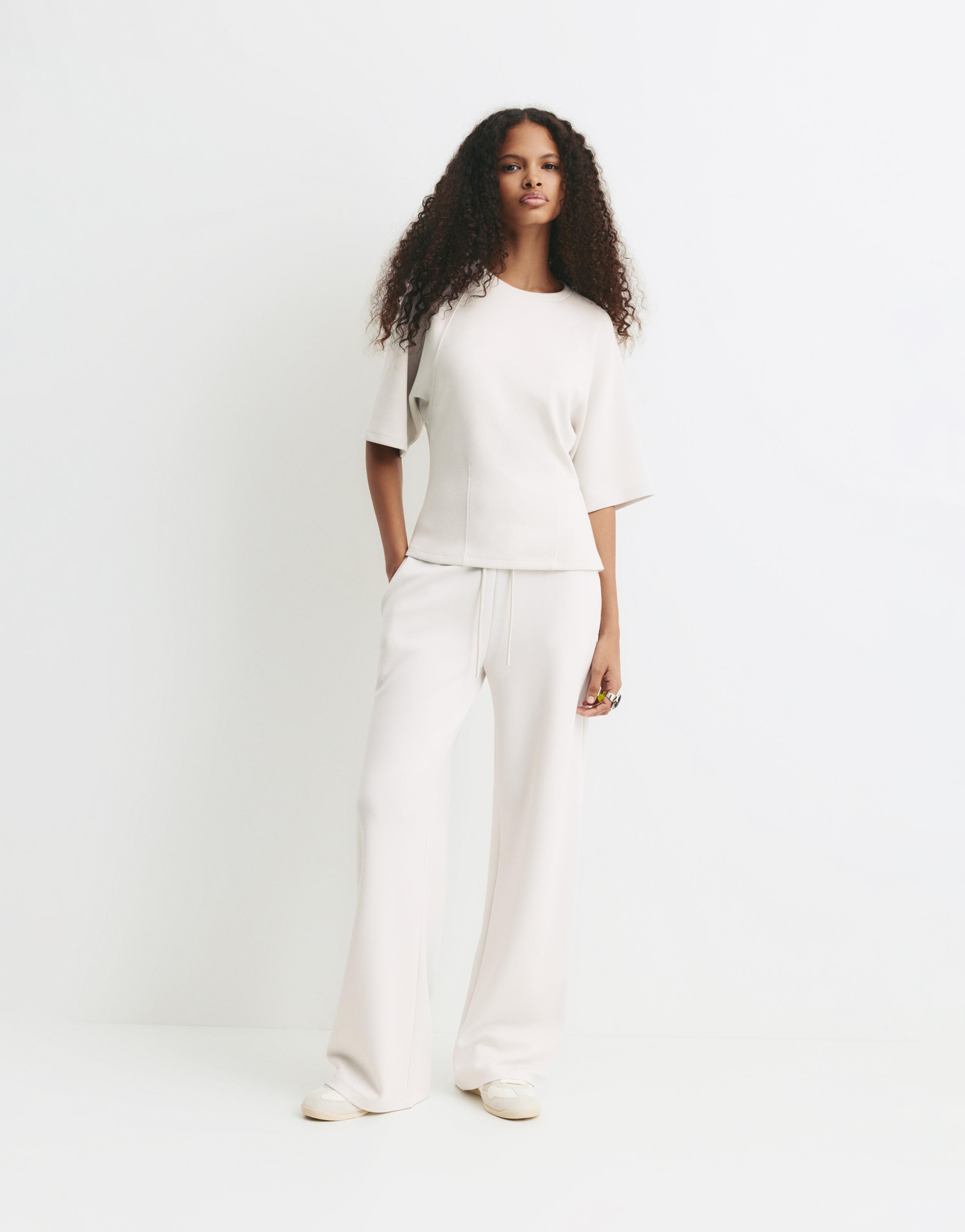 Soft touch short sleeve sweatshirt — Ecru
