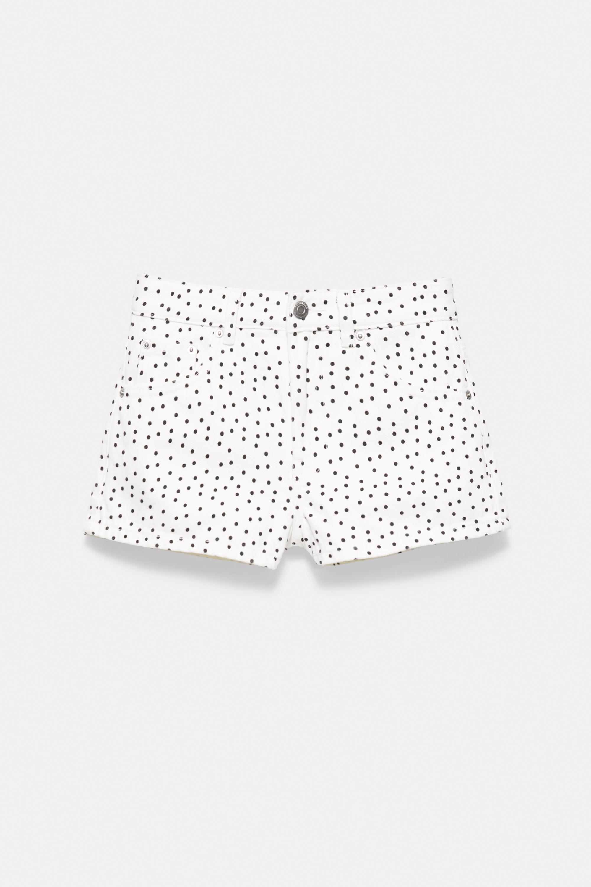 Mini polka dot shorts — White