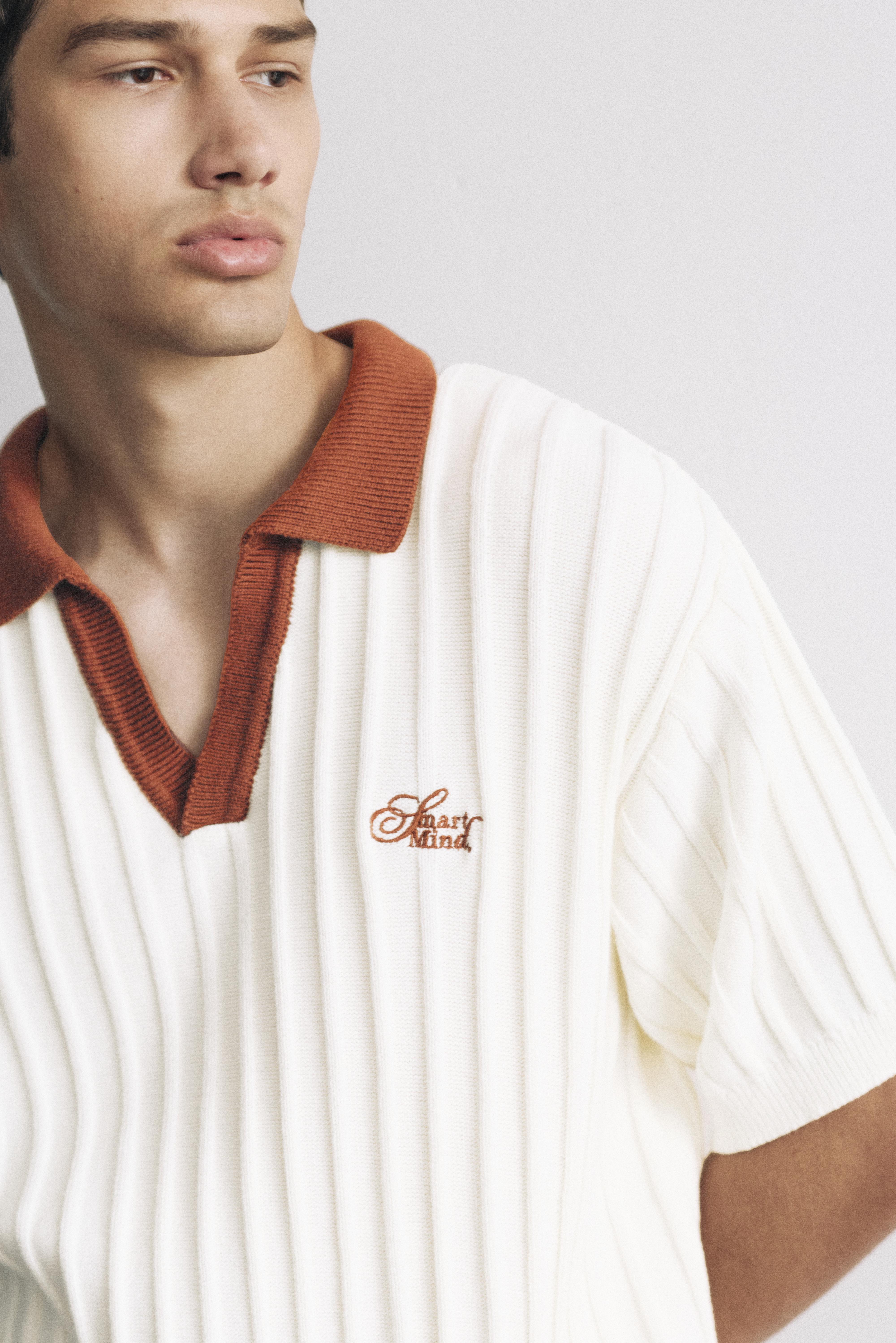 Contrast collar polo shirt — Off white