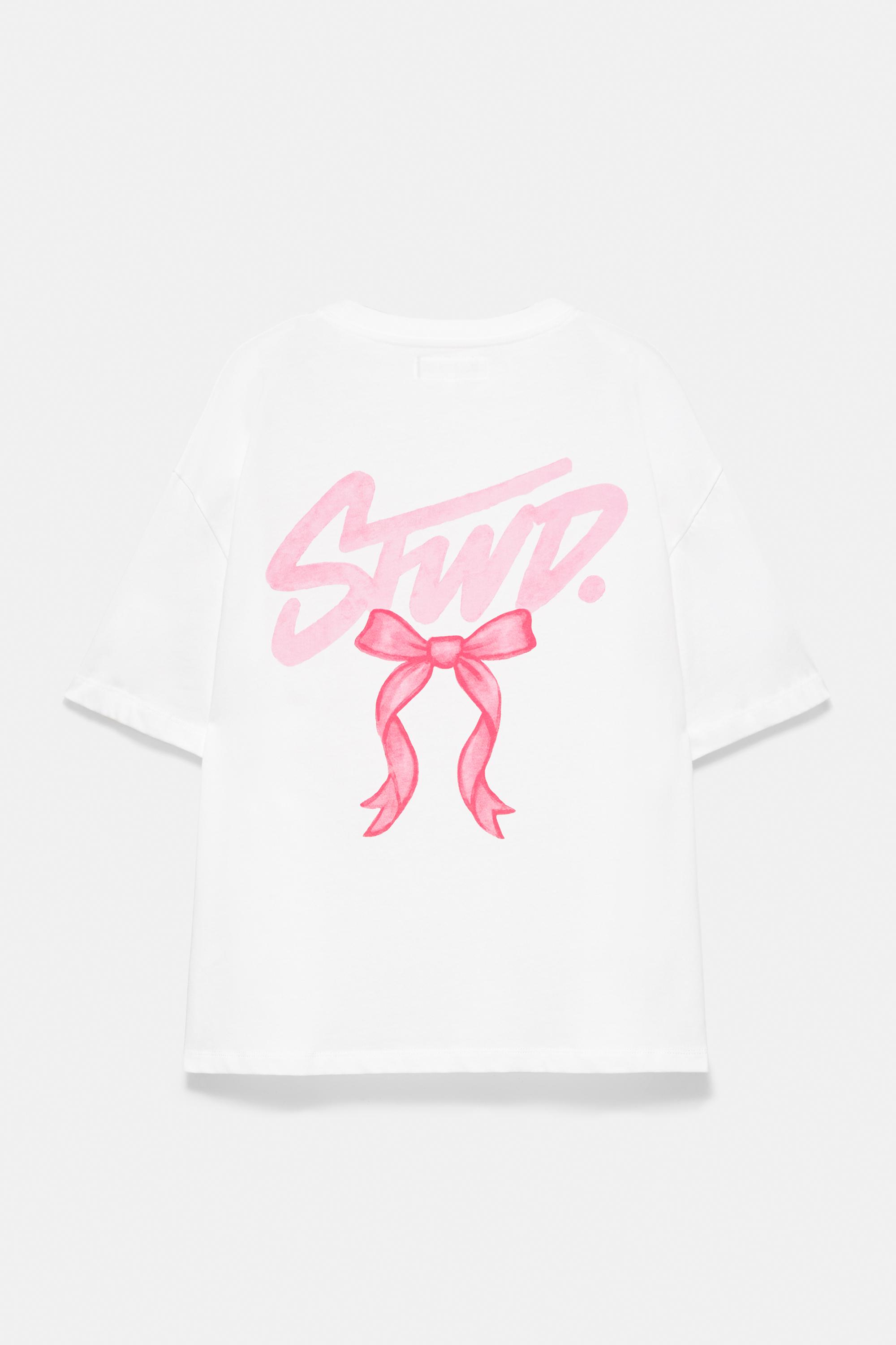 STWD bow T-shirt — Ecru