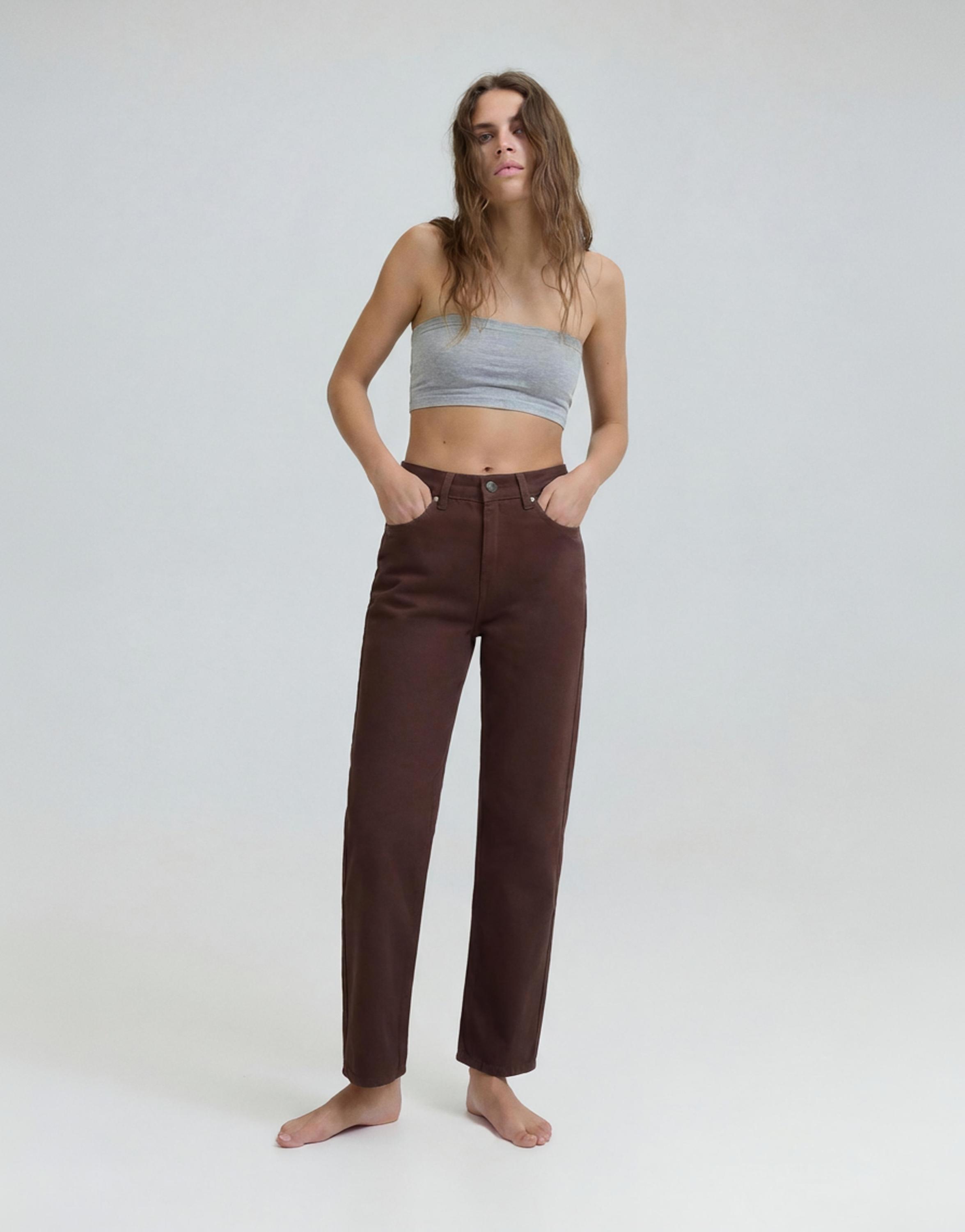High-waist mom jeans — Brown