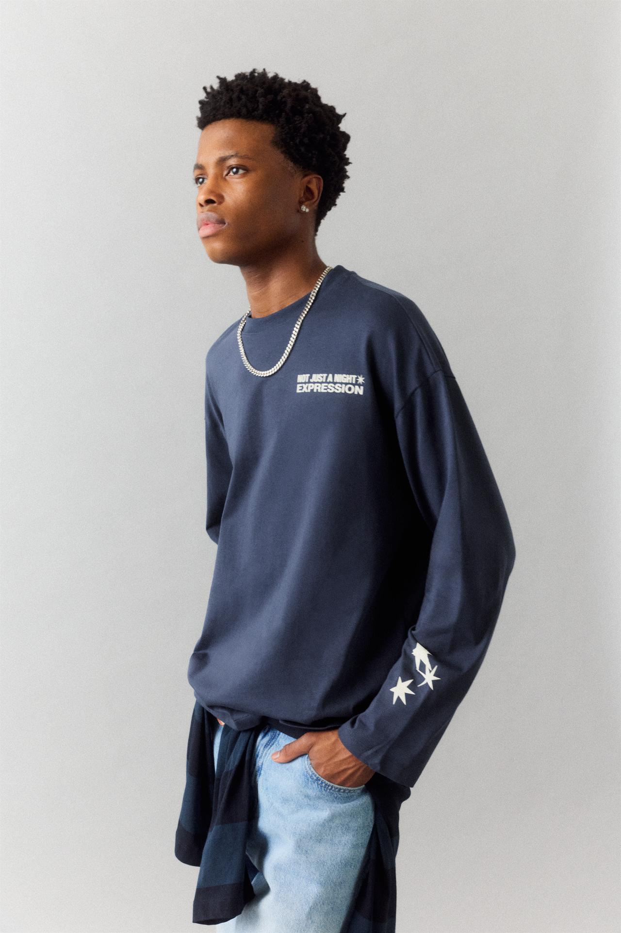 Star slogan T-shirt — Navy