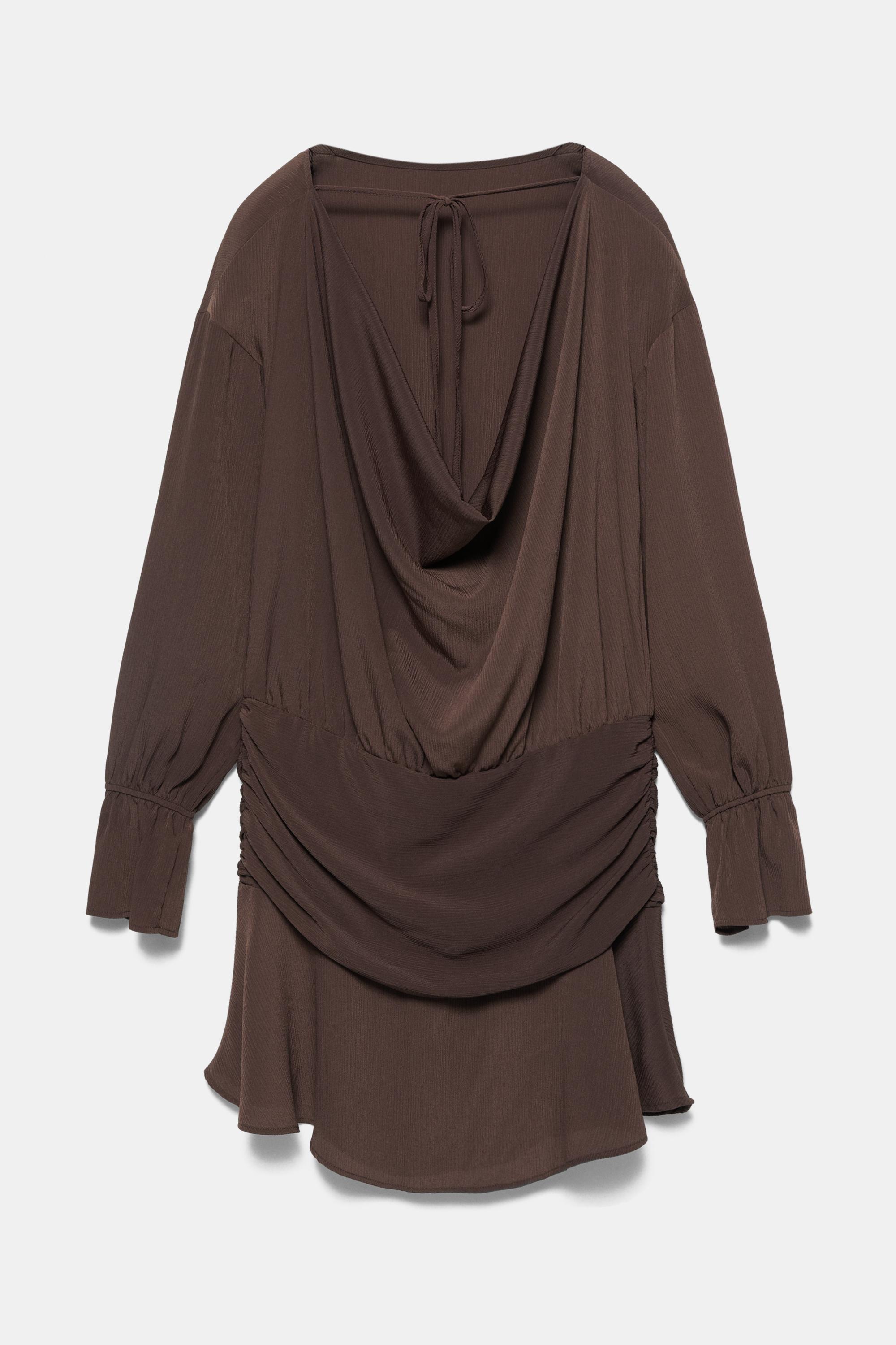 Short ruffle dress — Brown