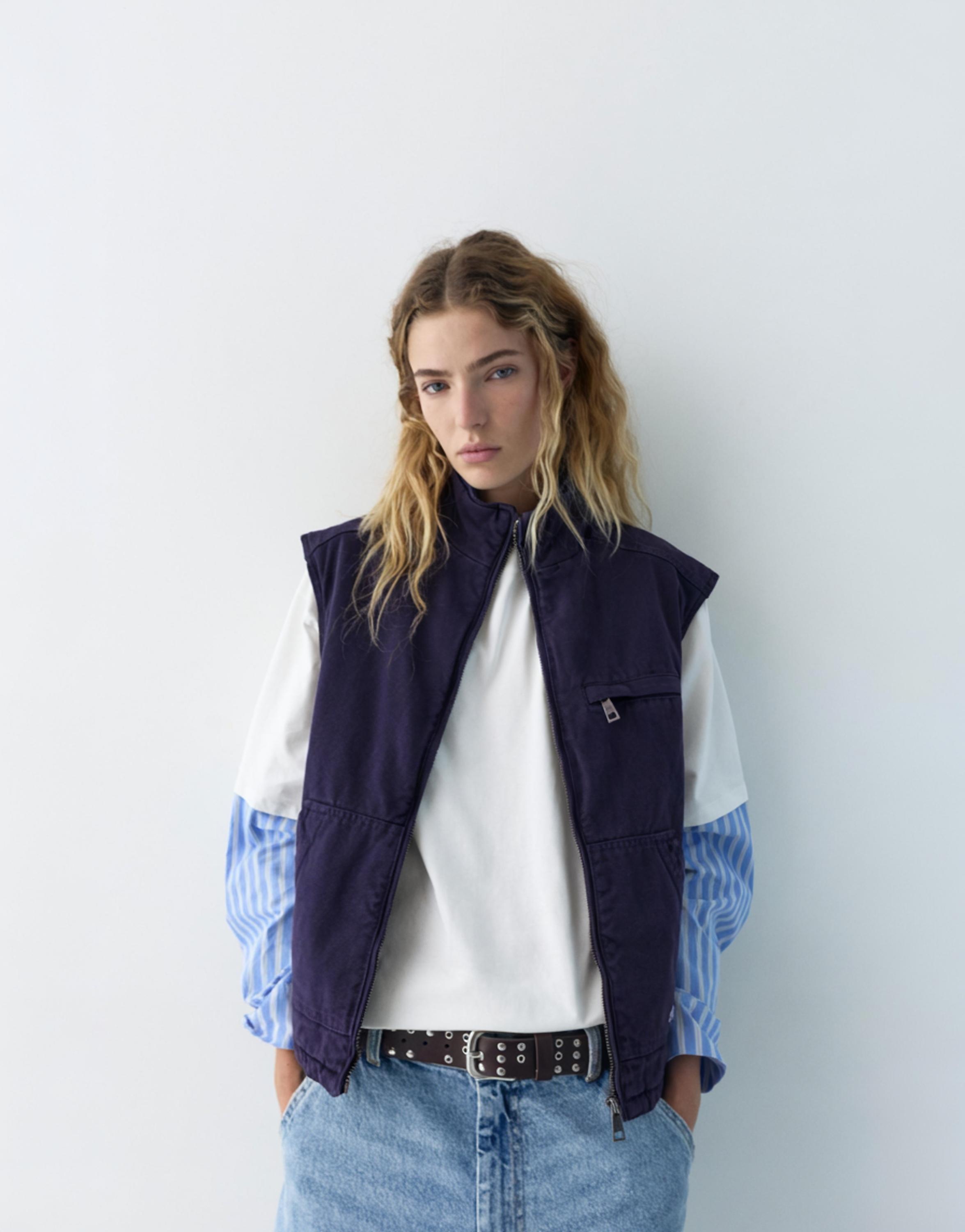 Quilted cotton vest — Navy