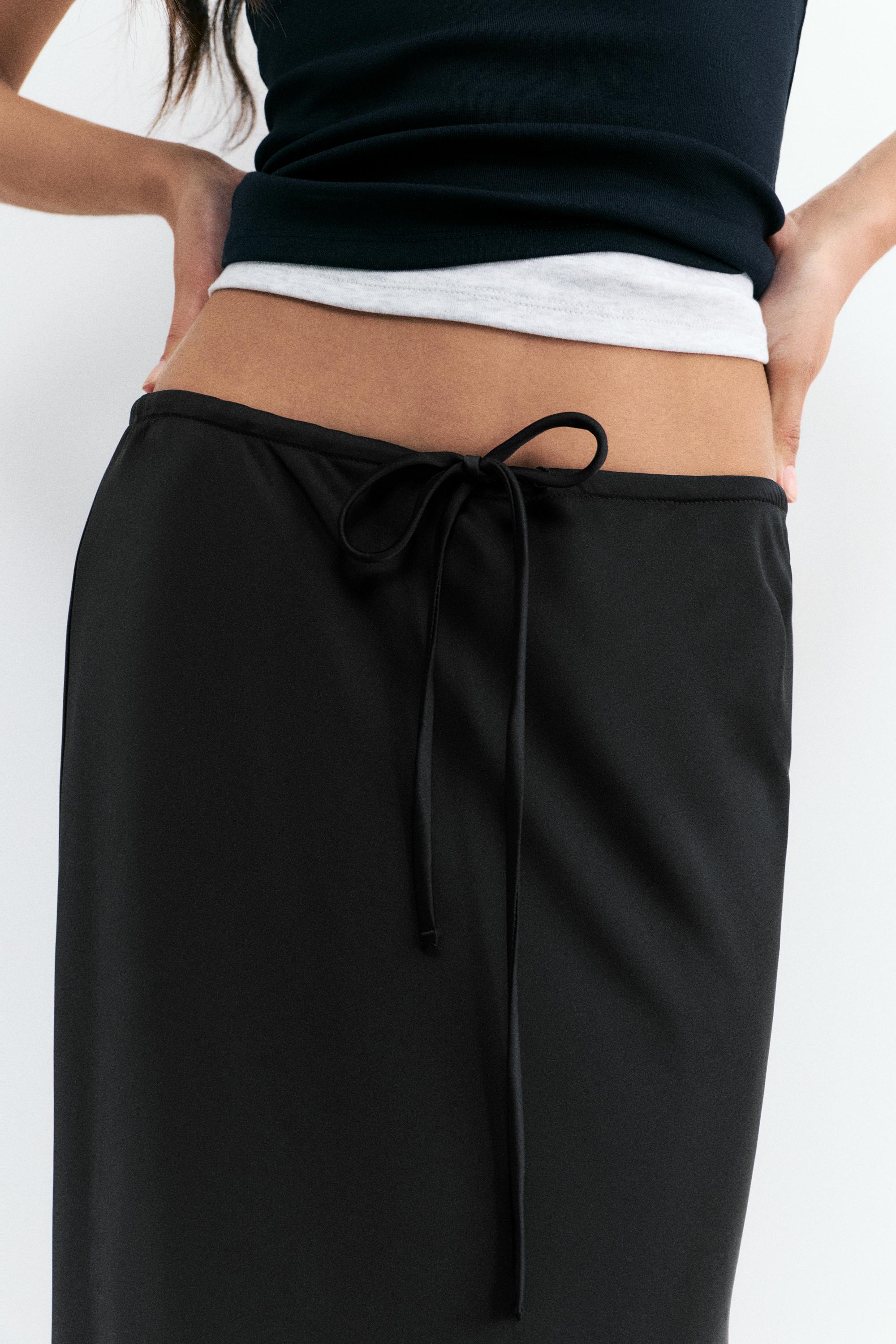 Satin midi skirt — Black