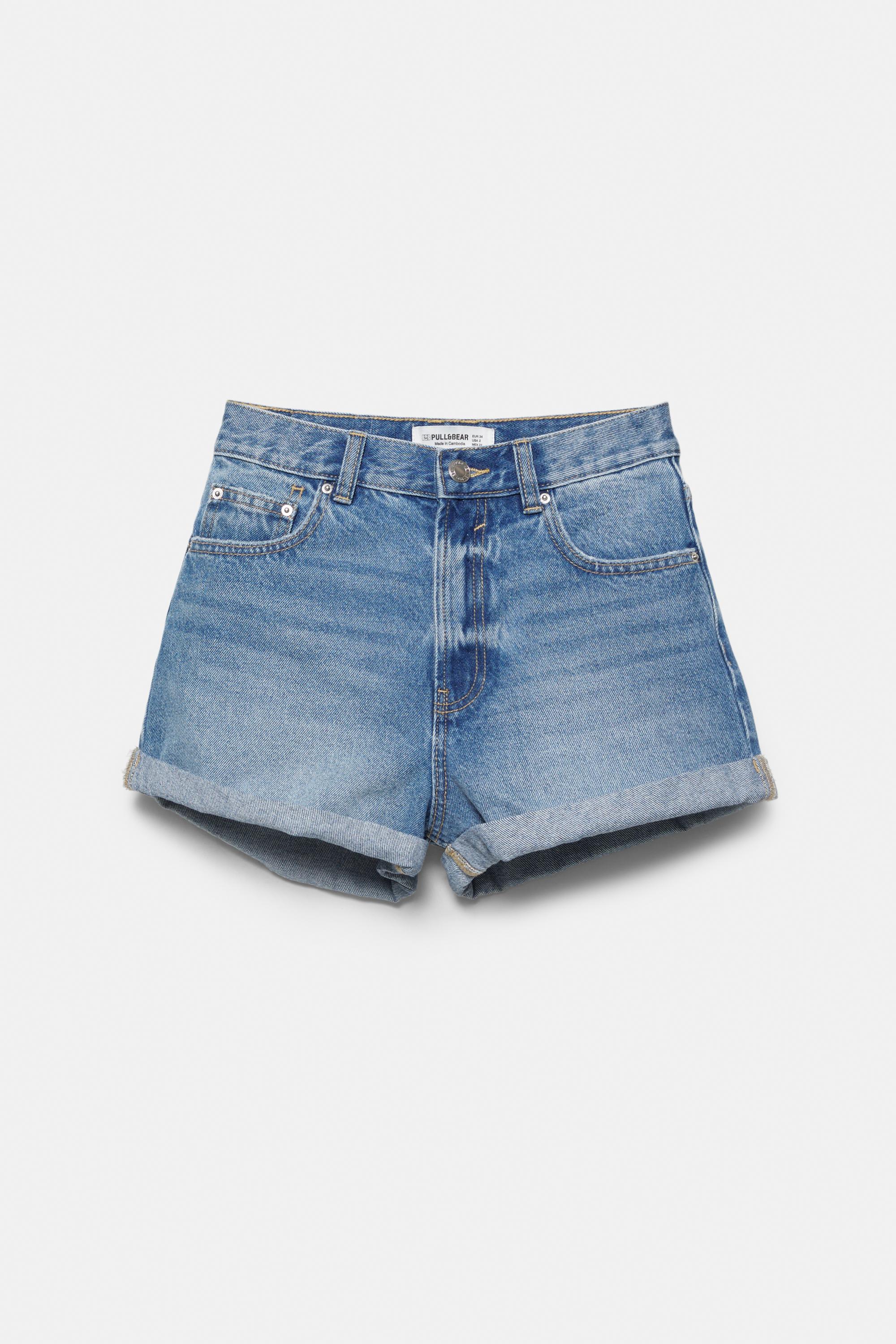 Mom fit paçası kıvrık denim şort - Görsel 60