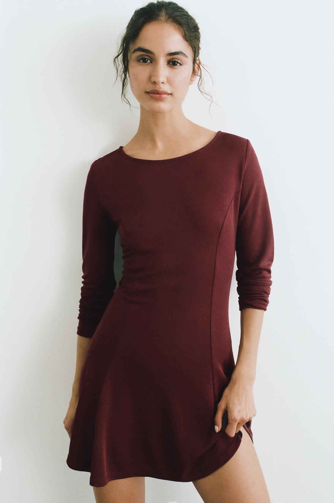 short long sleeve flowy dresses Women's Sexy Low Cut Backless long sleeve flowy short dress – Modadeamor