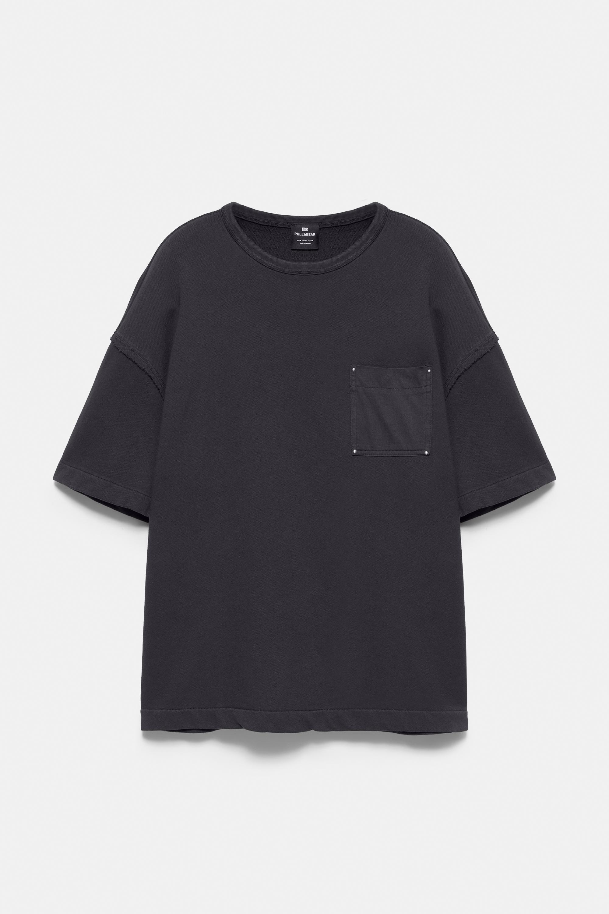 Oversize T-shirt with stud pocket — Anthracite grey