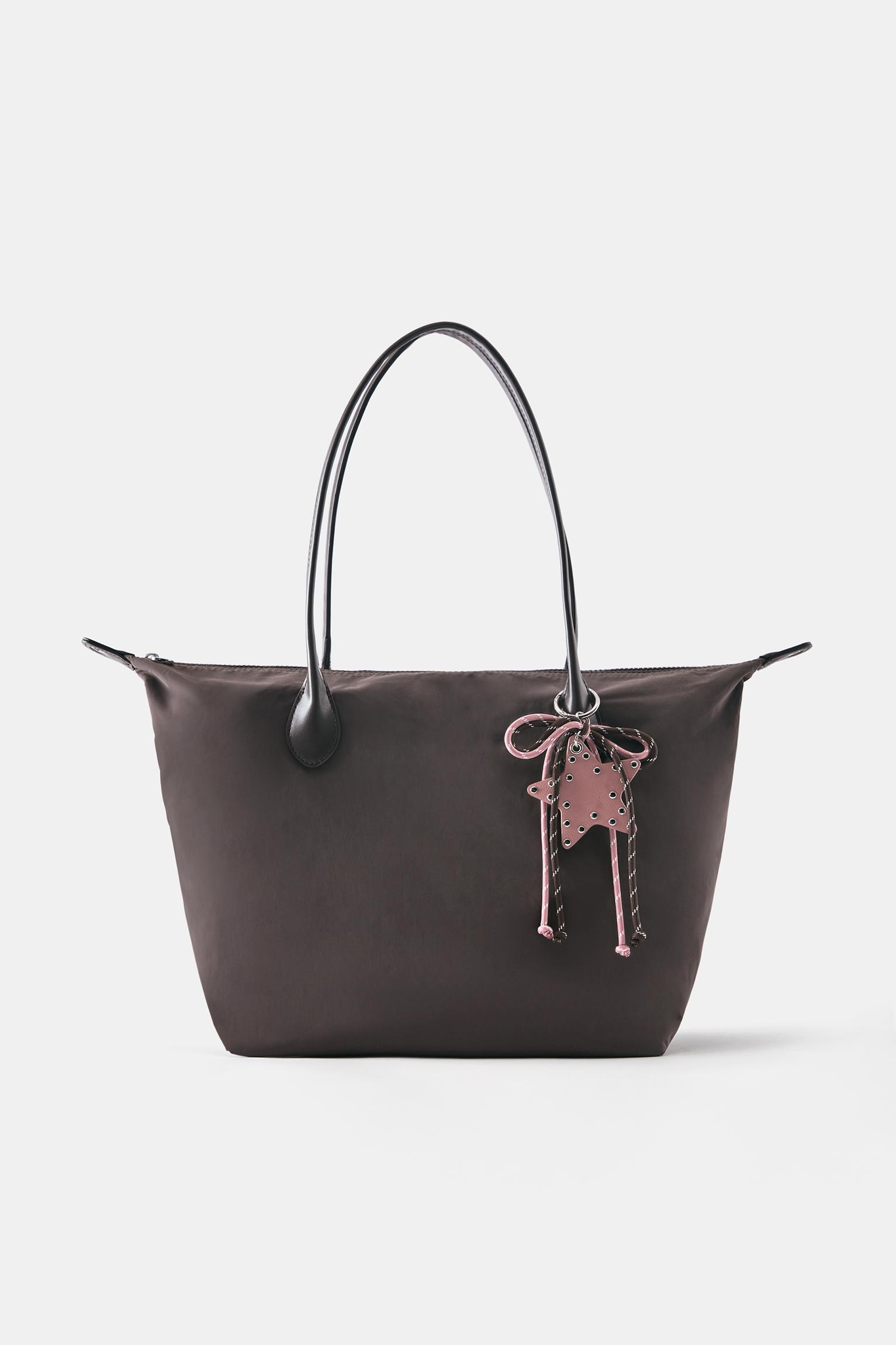 Embellished nylon tote bag — Brown