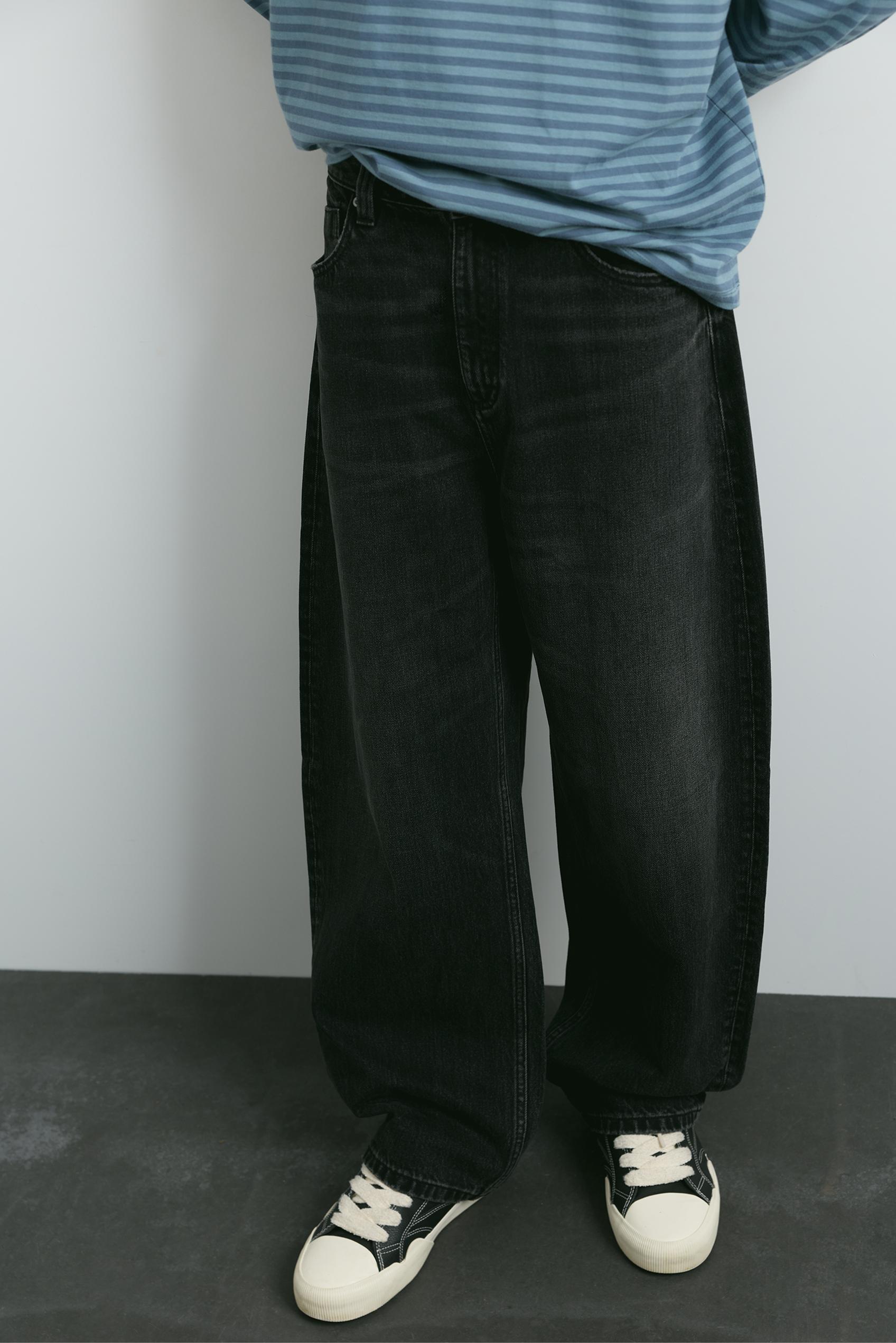 Balloon-fit baggy jeans — Faded black