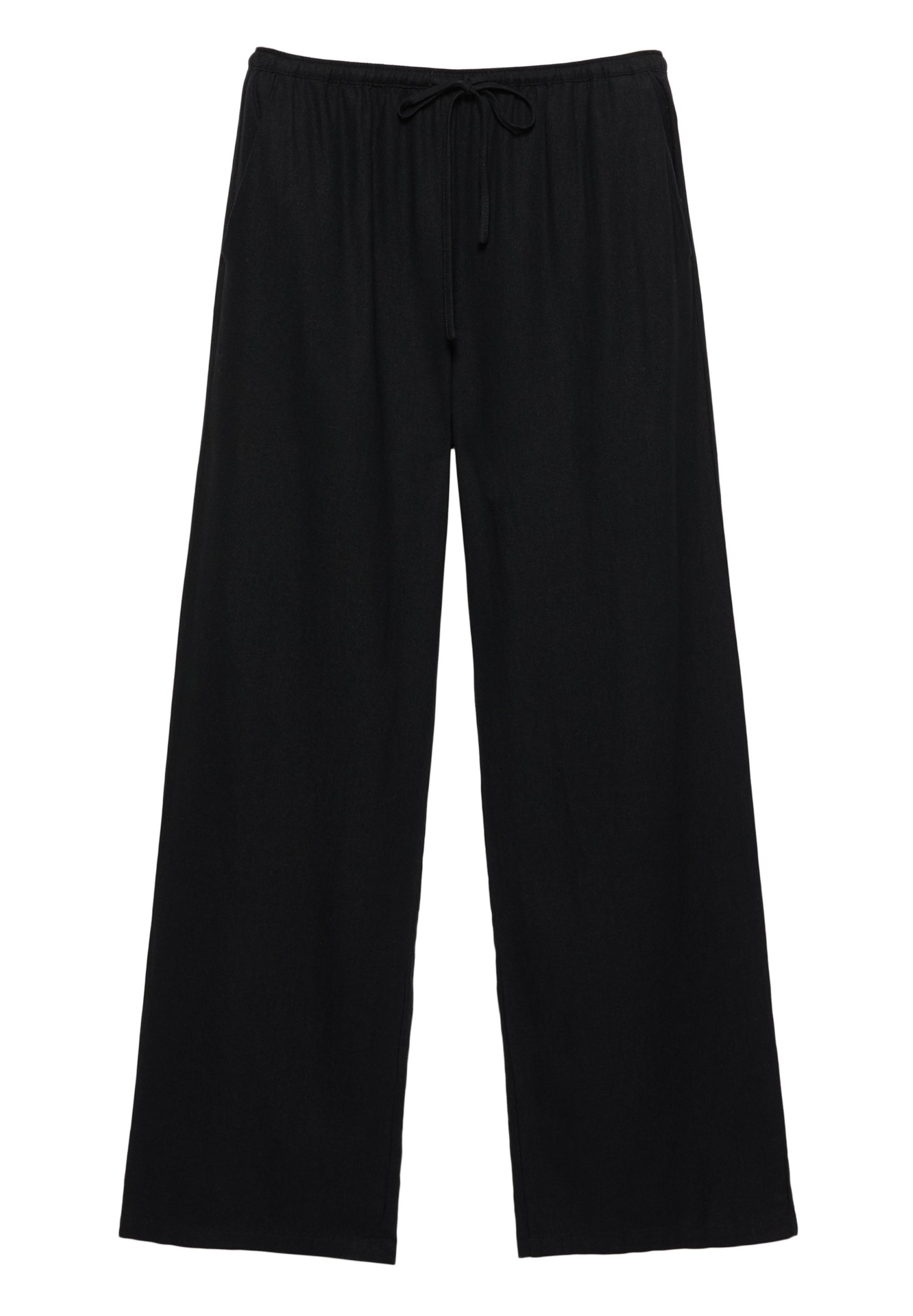 Flowy trousers with linen — Black