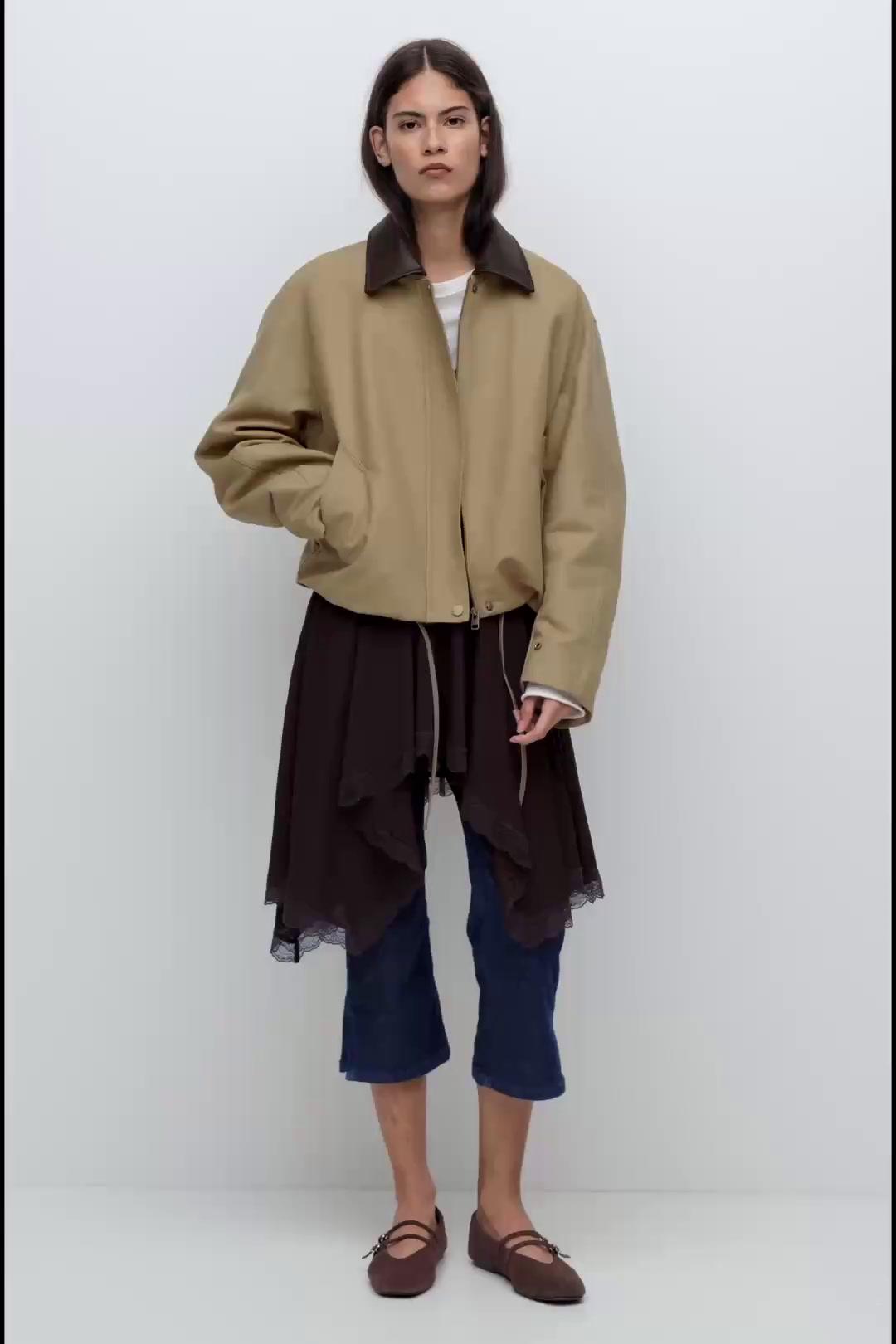 Jacket with faux leather collar | Pull&Bear United States