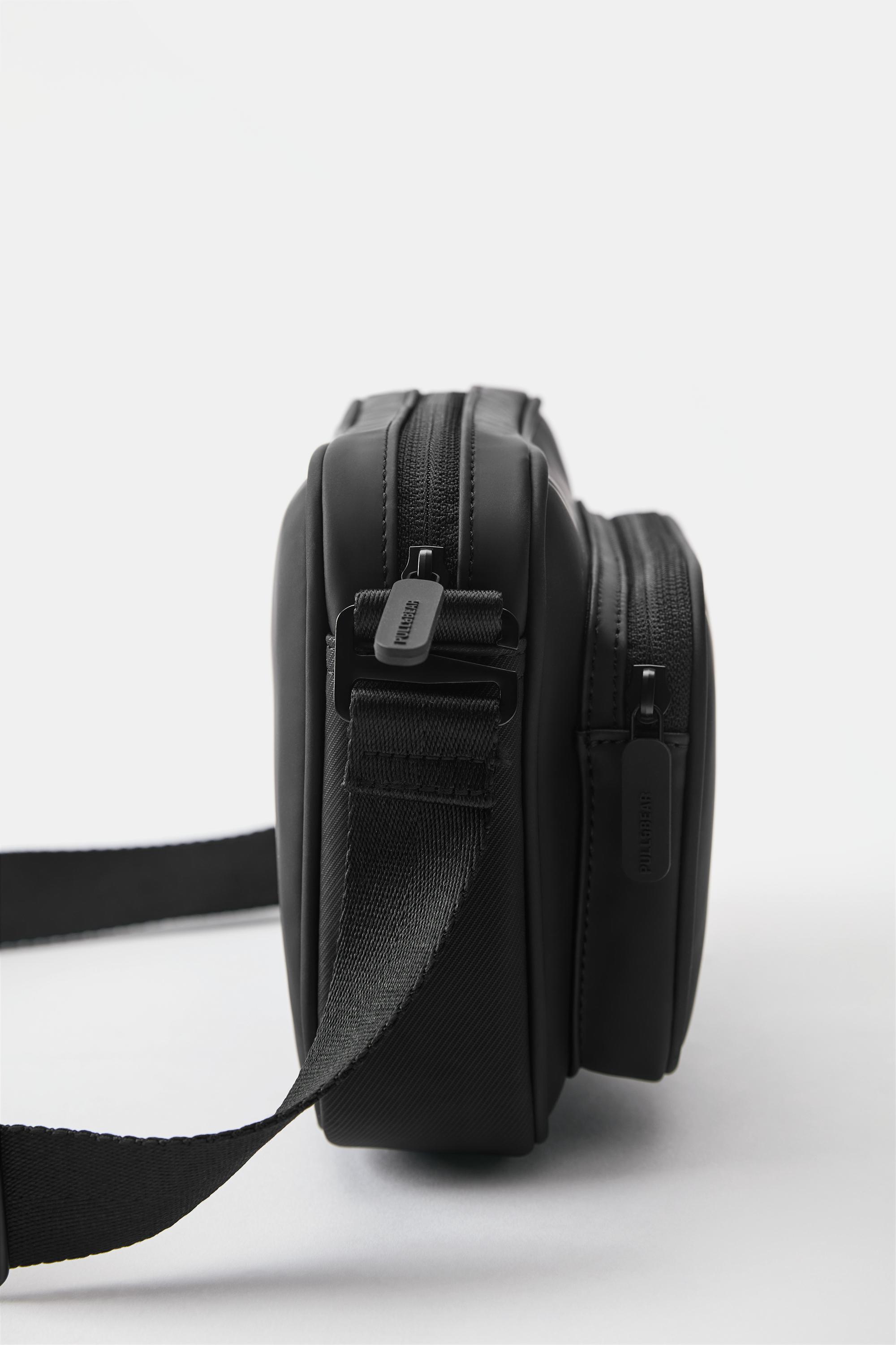 Rubberised crossbody bag — Black
