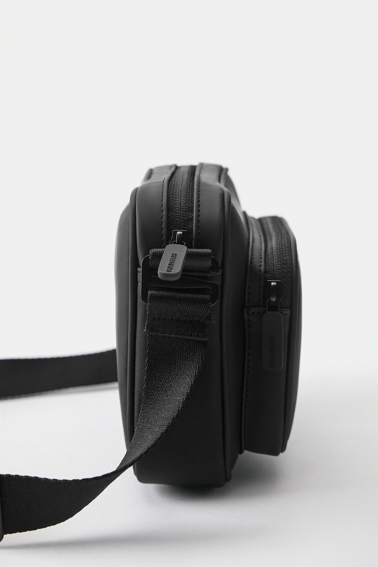 Rubberised crossbody bag — Black