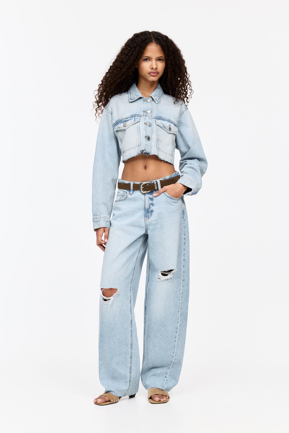 Cropped denim jacket pull&bear