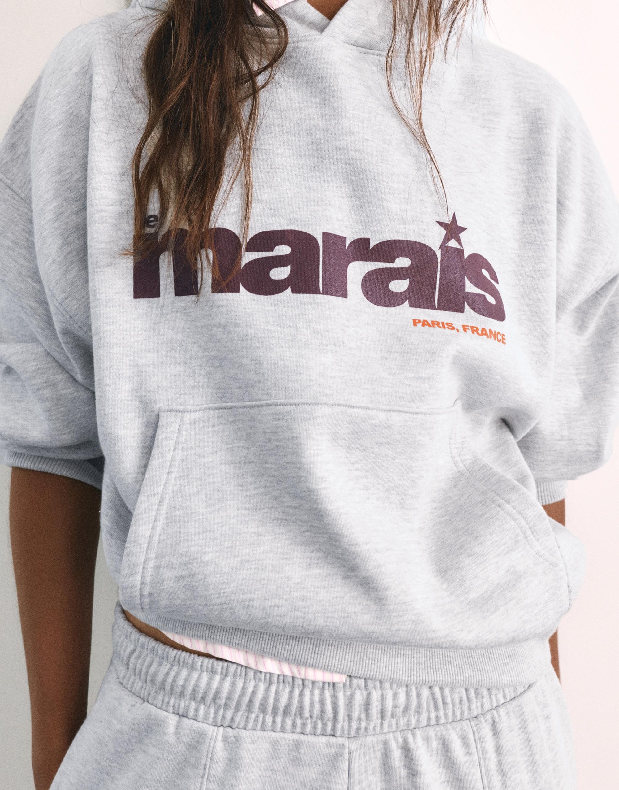 Graphic hoodie — Grey marl