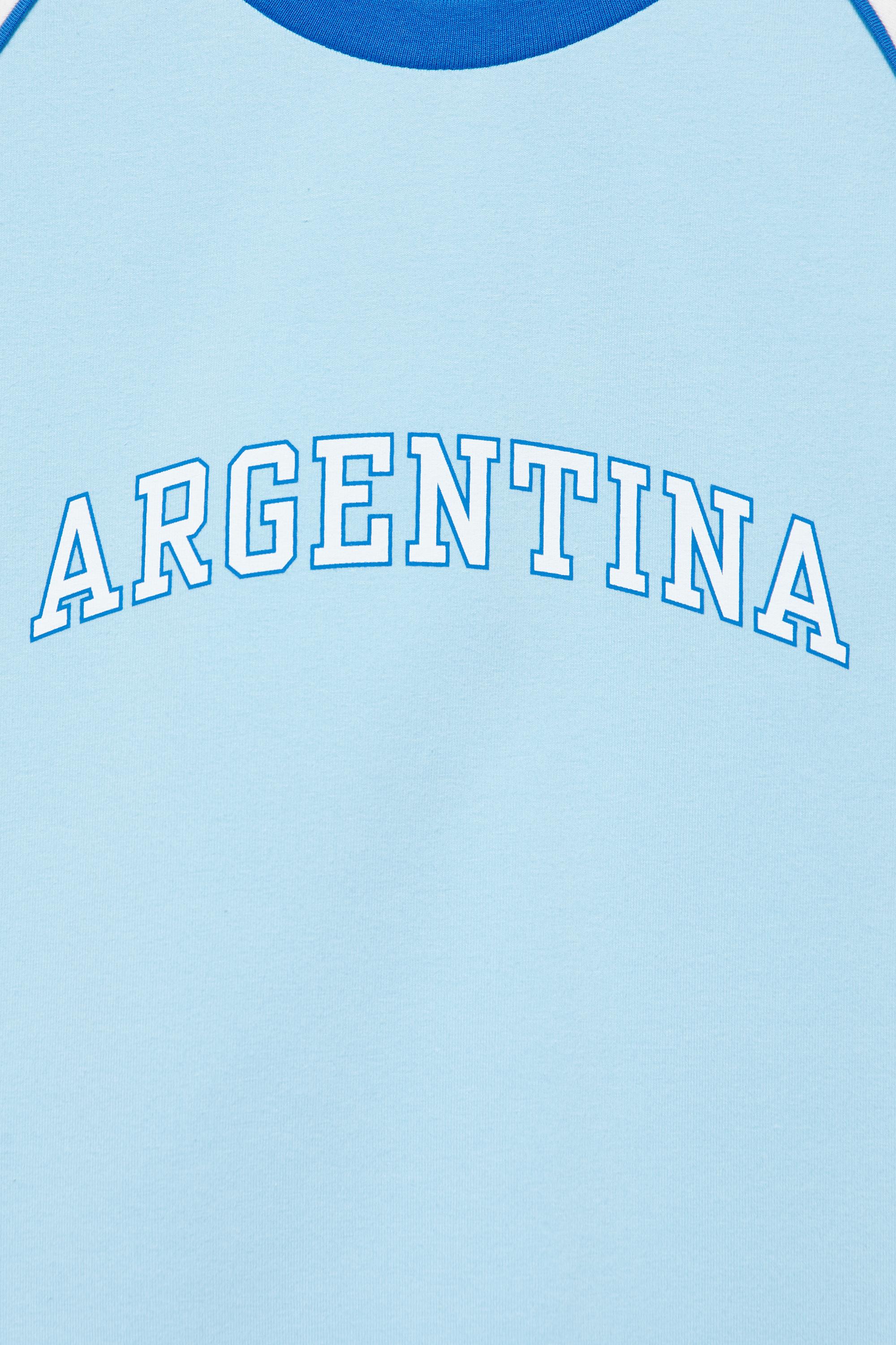 Argentina graphic slim fit T-shirt — Pale blue