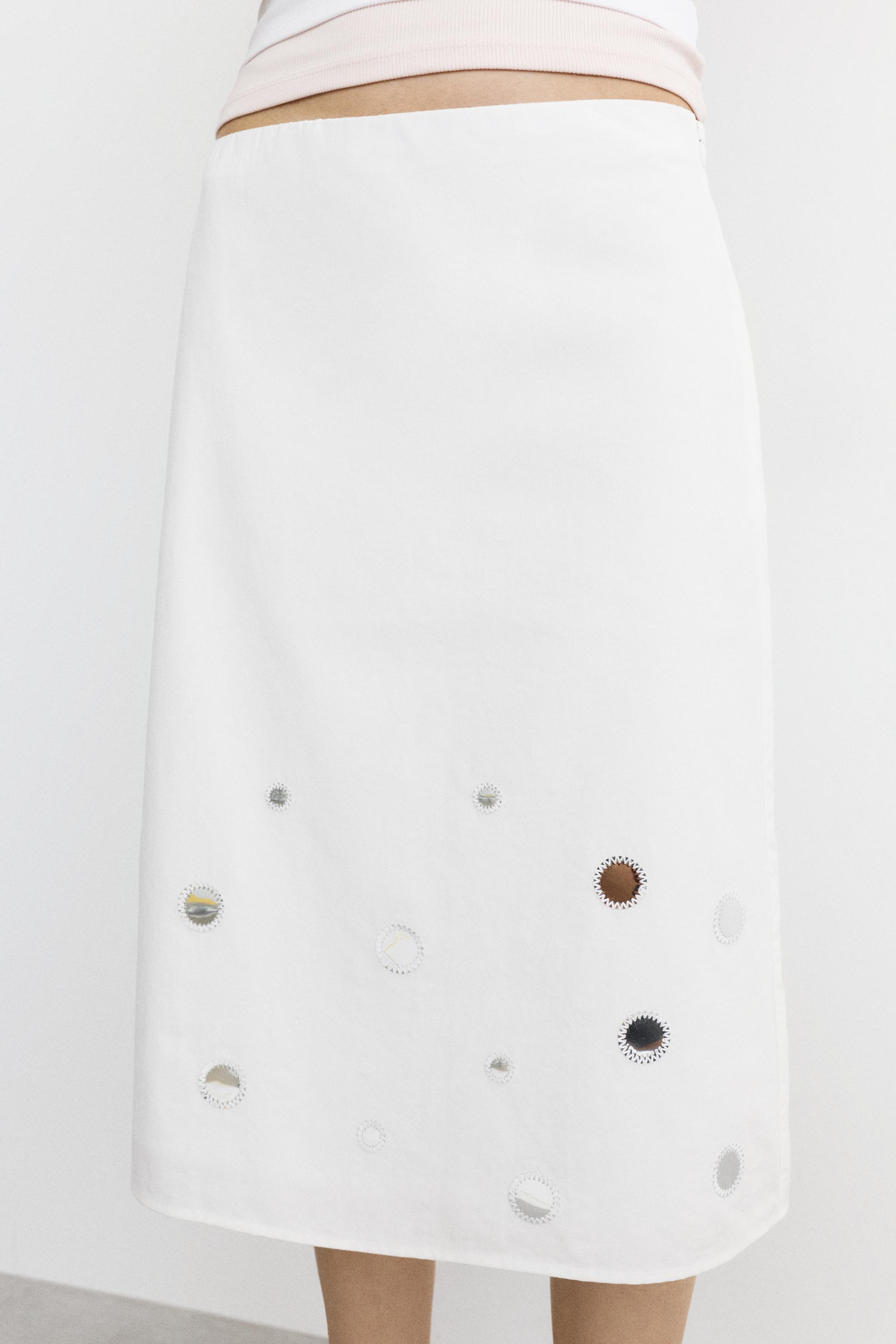 Straight mirror midi skirt — Ecru