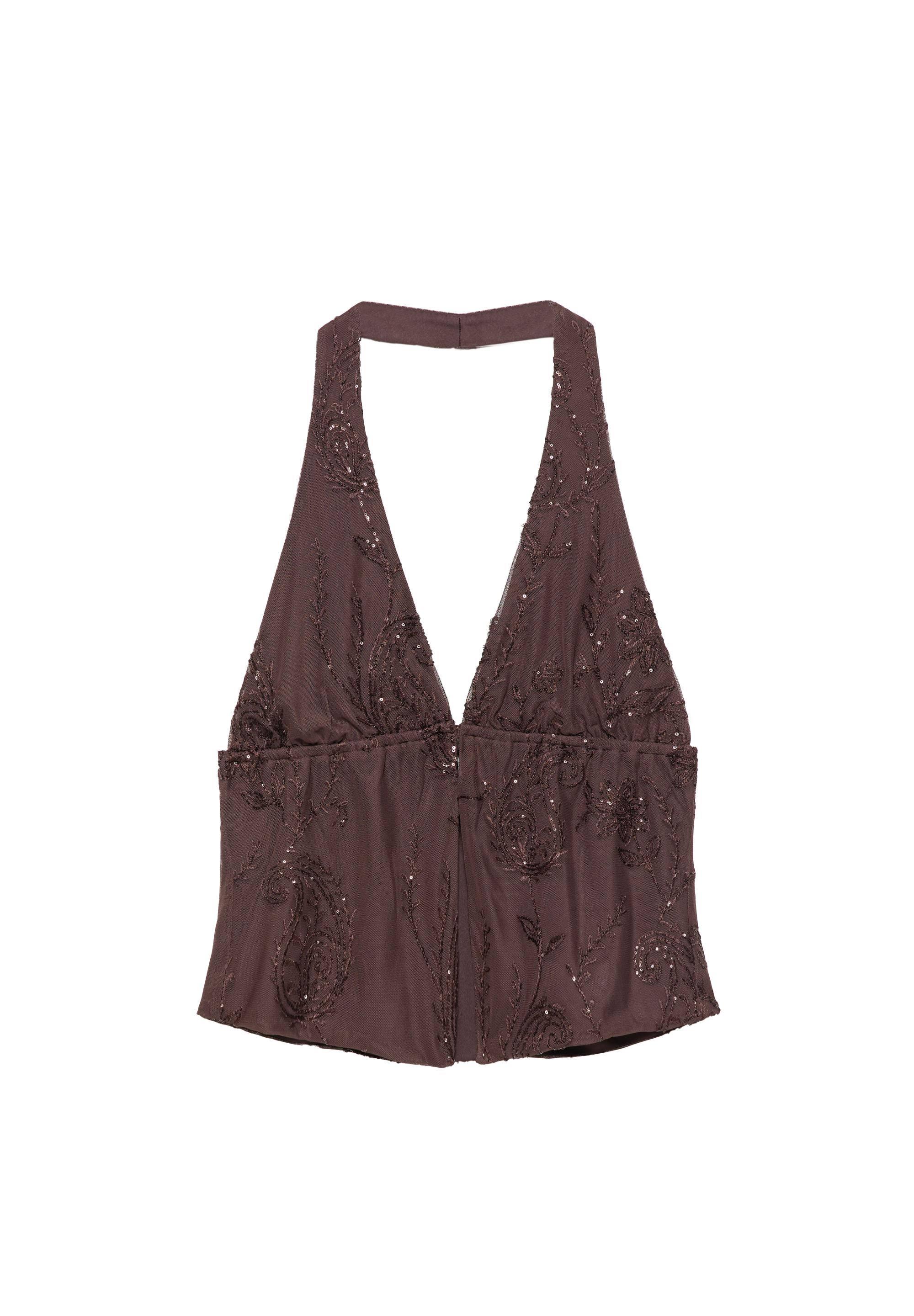 Sequin halter top — Brown