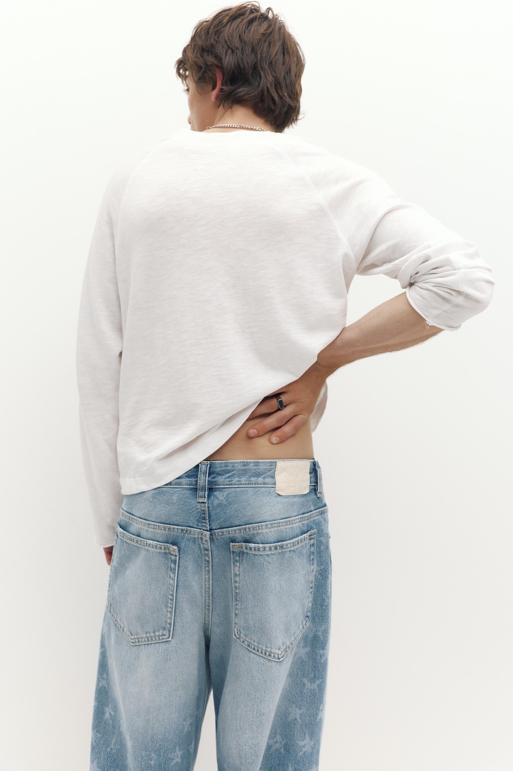 Star print wide-leg jeans — Medium blue