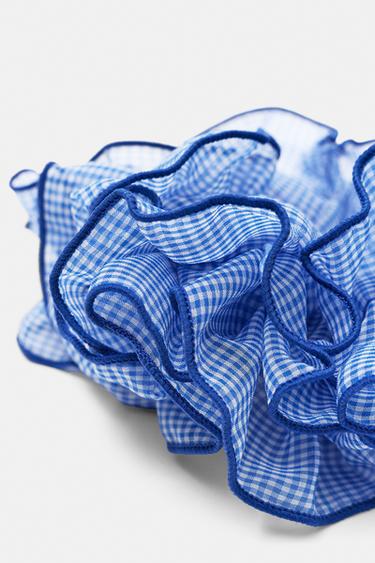 Gingham check scrunchie — Blue 3