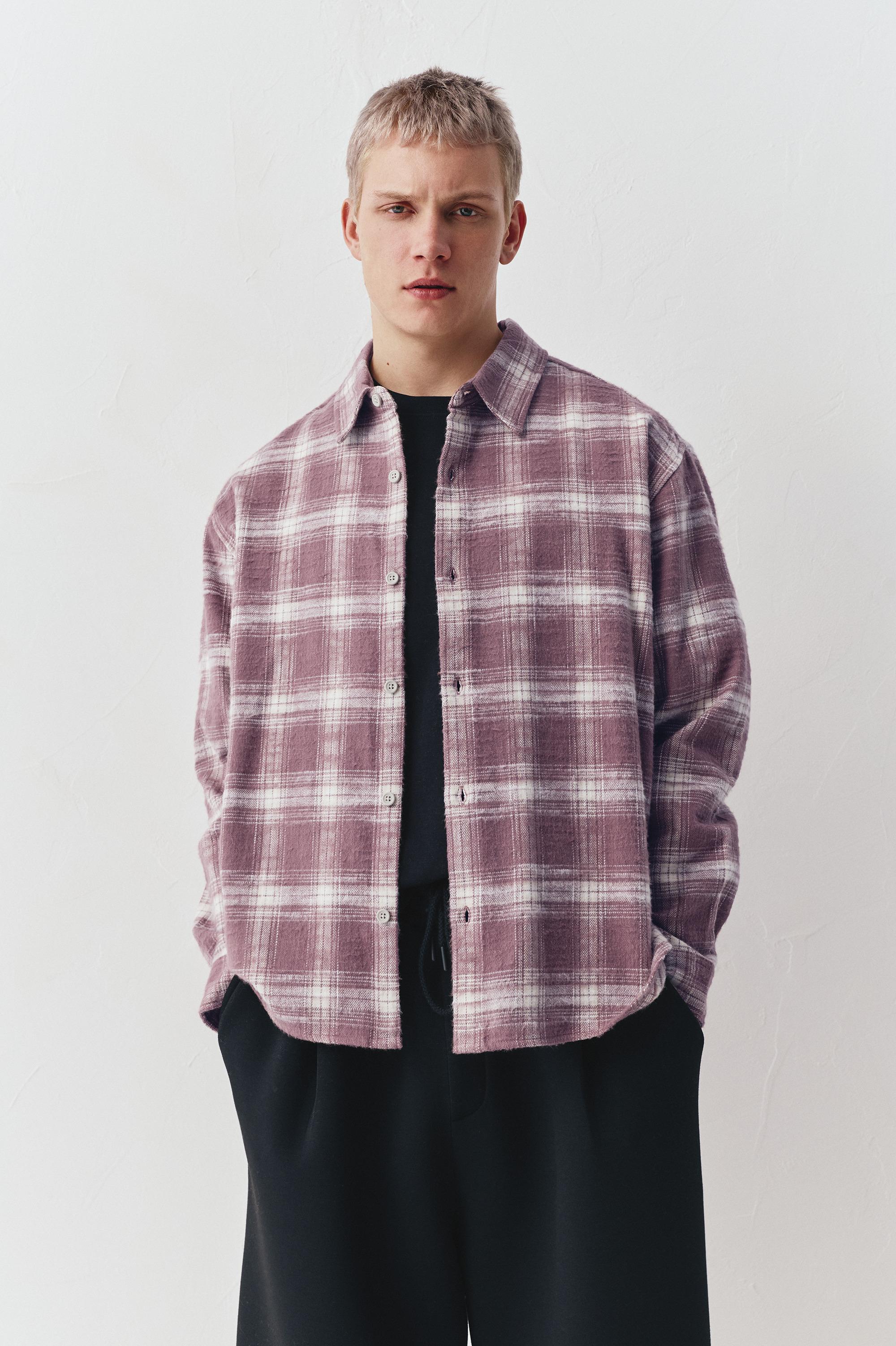 Kareli uzun kollu gömlek - Görsel 24