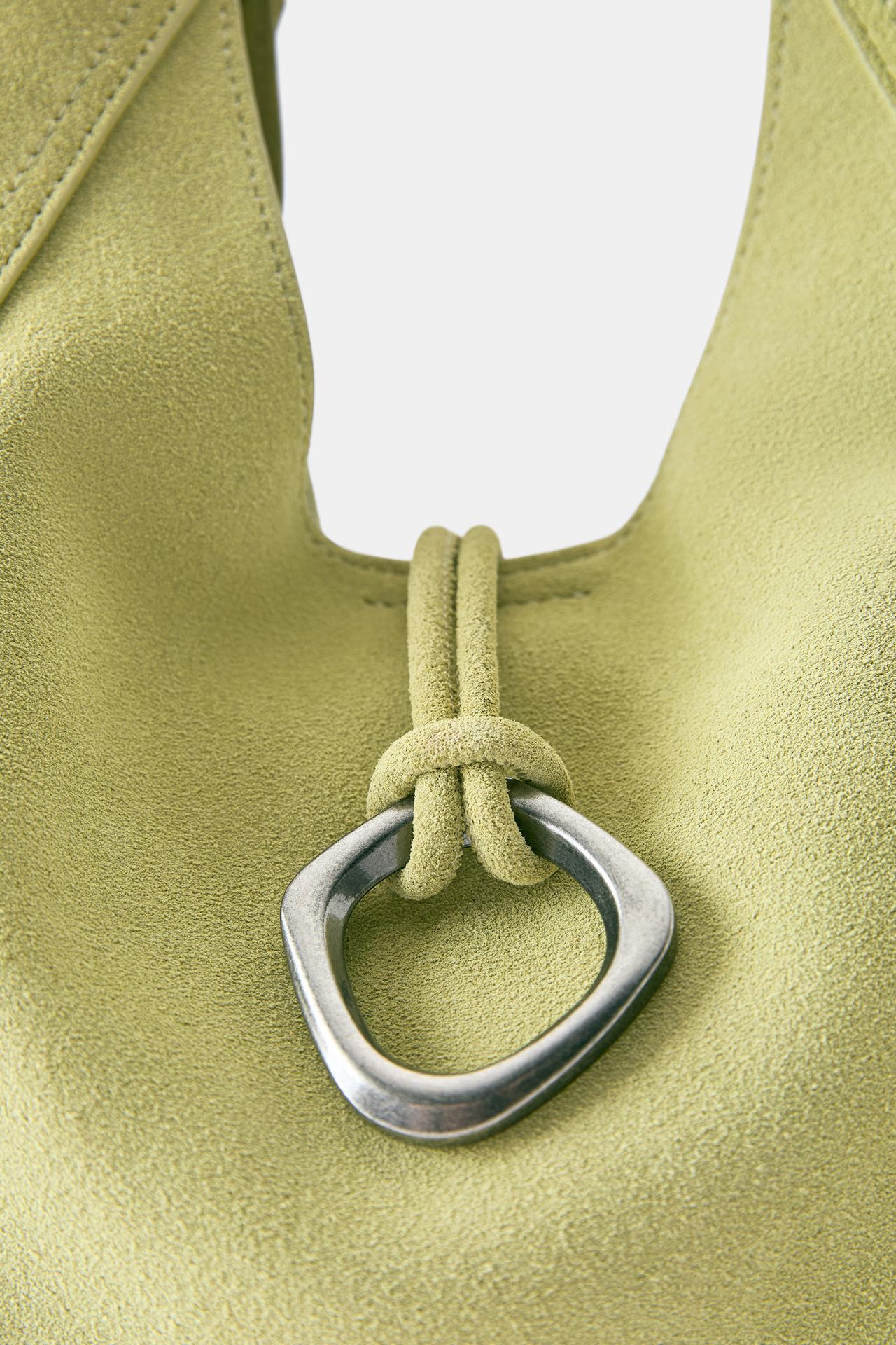 Leather ring shopper bag — Green