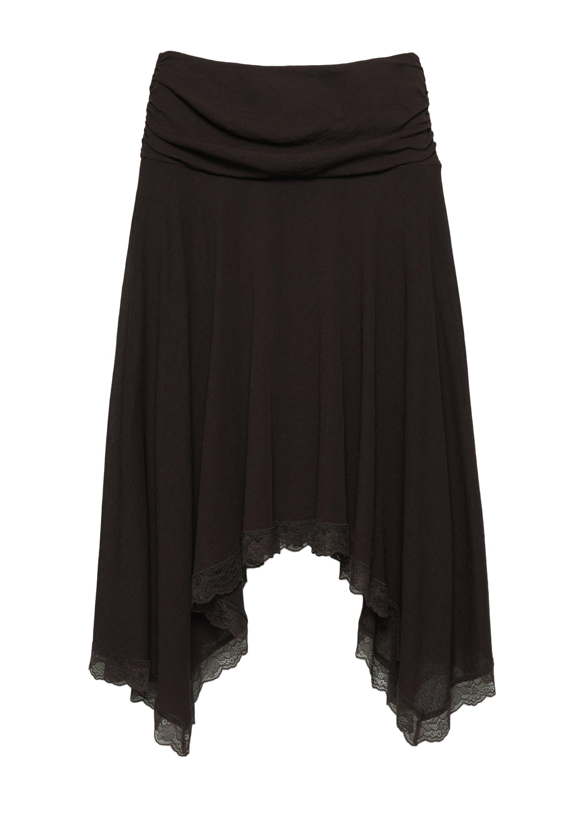 Asimetrik dantelli midi etek - Görsel 3