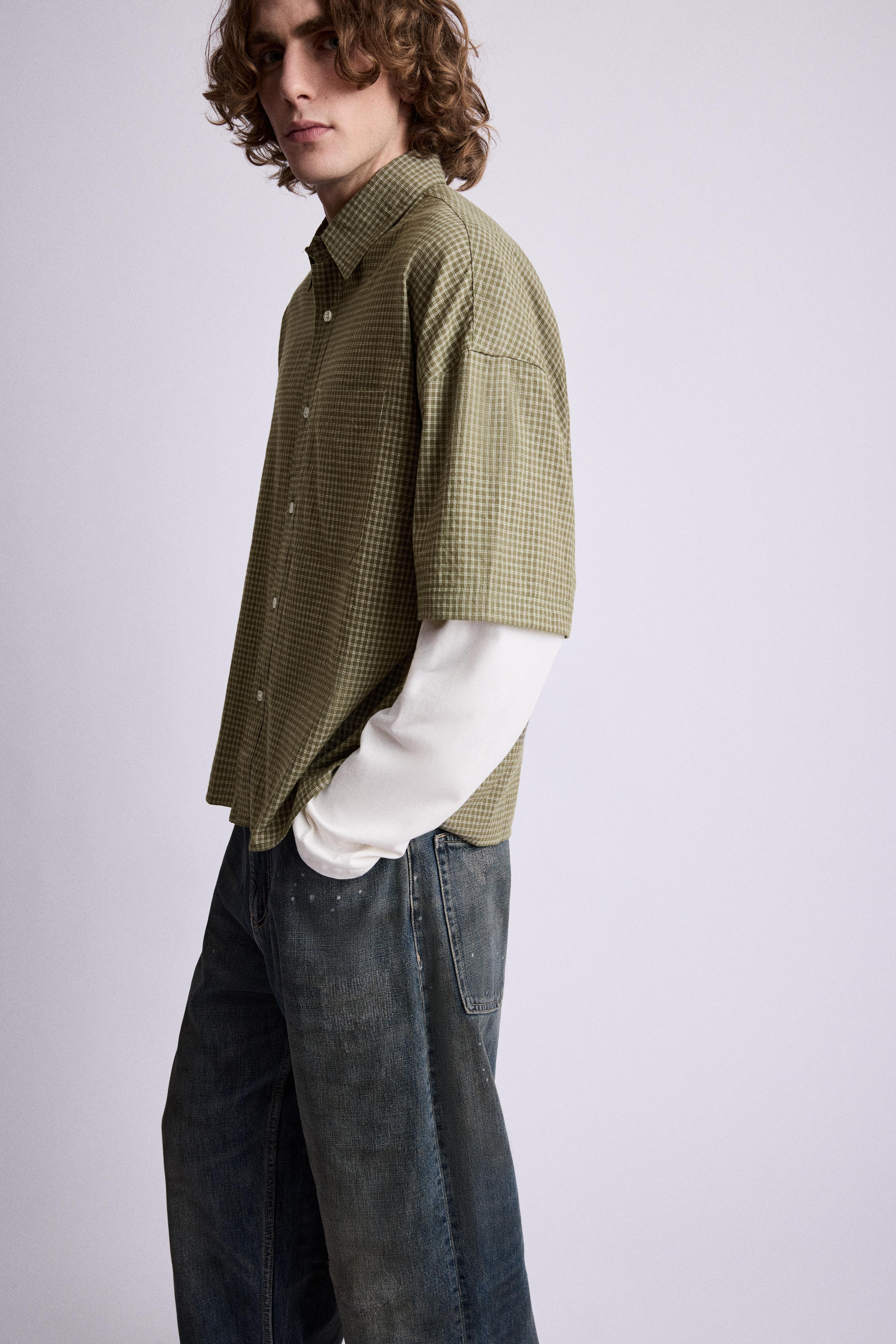 Double sleeve check shirt — White/Grey