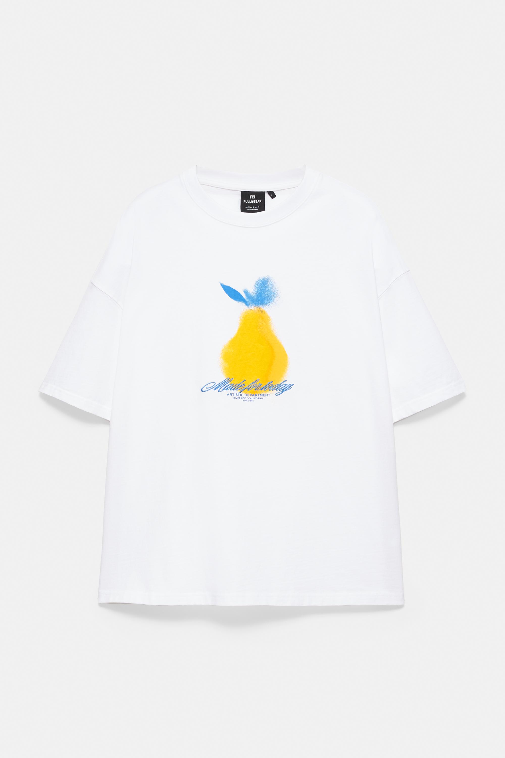 Lemon and embroidered slogan T-shirt — White