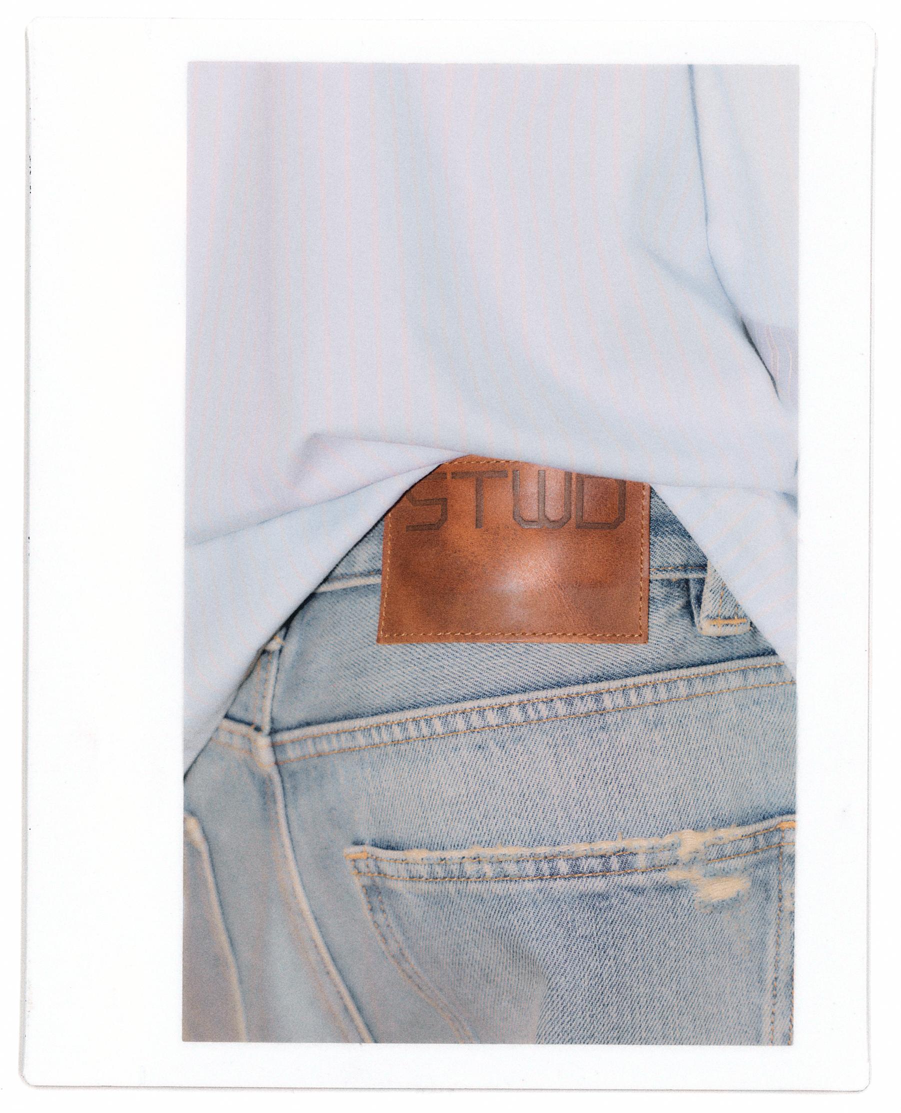 Ripped straight-leg jeans — Medium blue