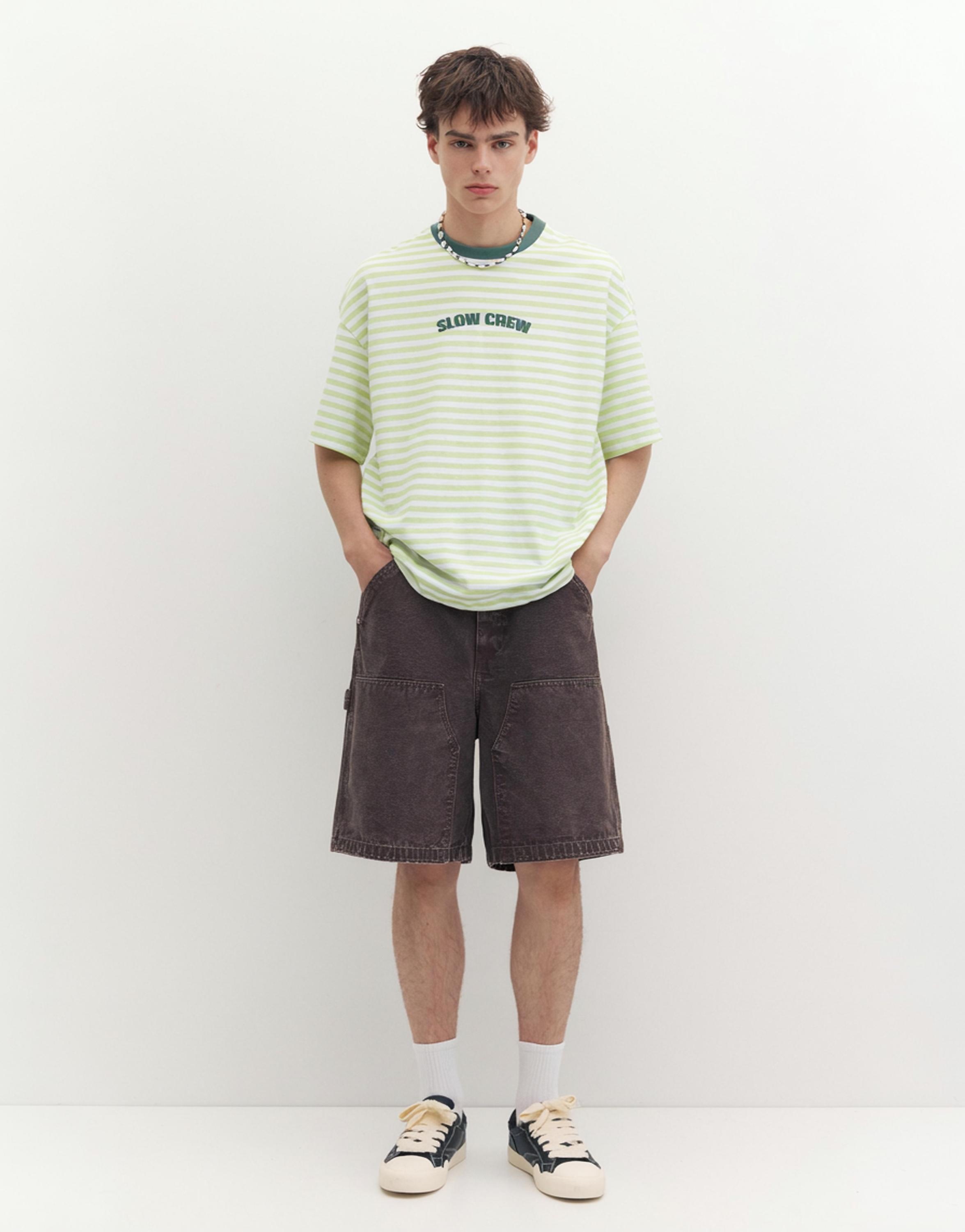 STWD boxy striped T-shirt — Green