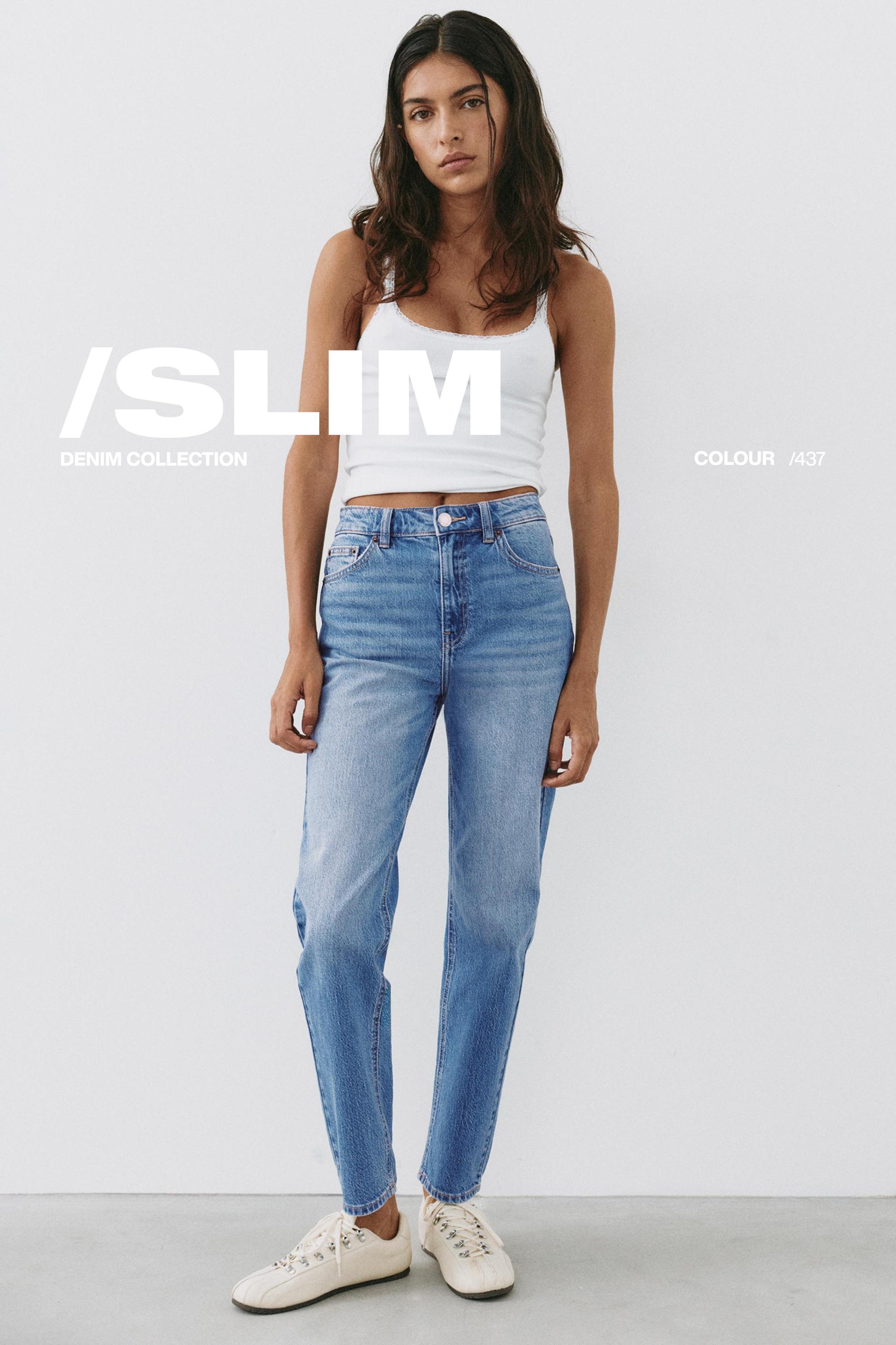 High-waist slim fit jeans — Medium blue