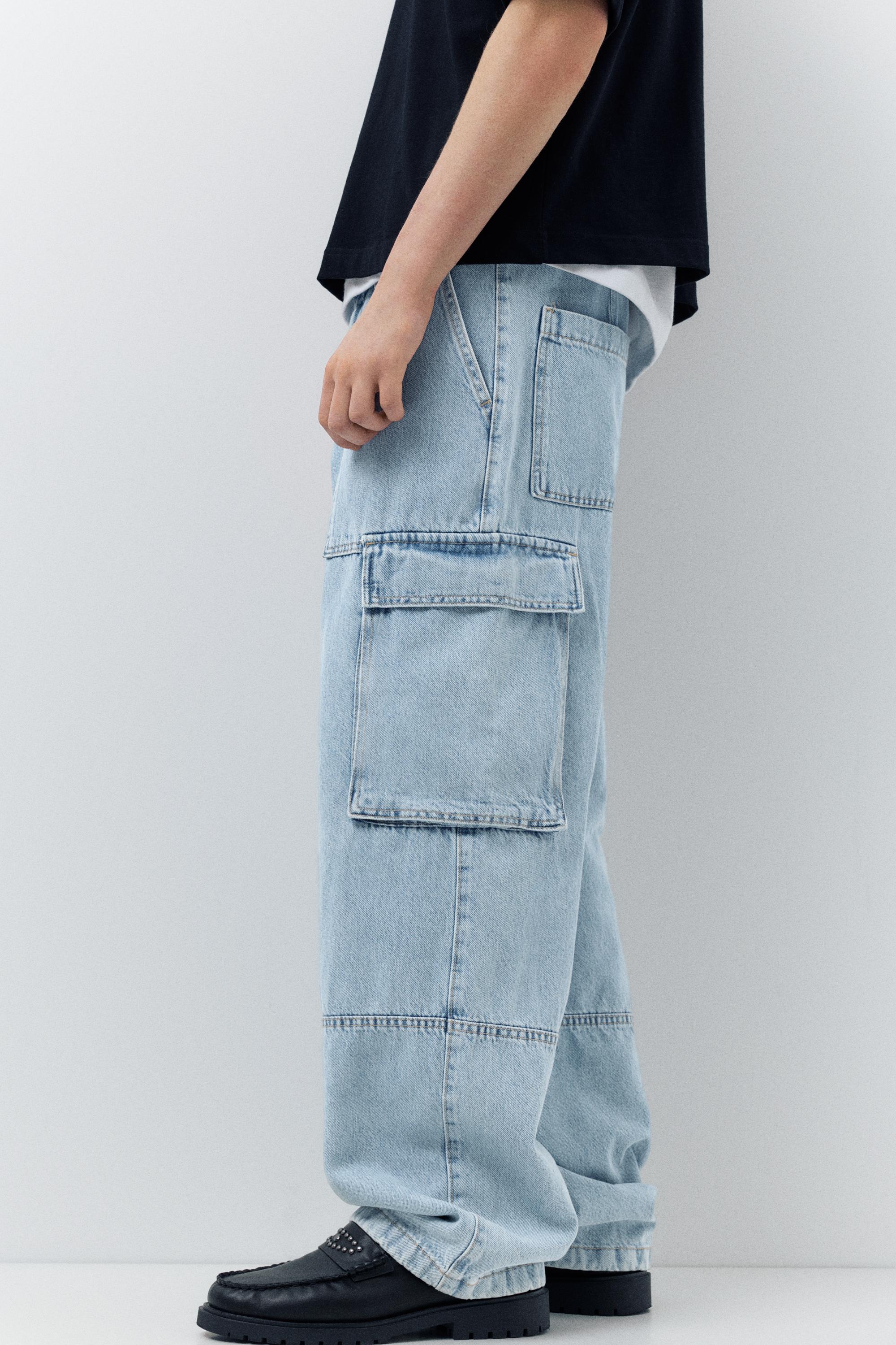 Baggy cargo jeans — Medium blue