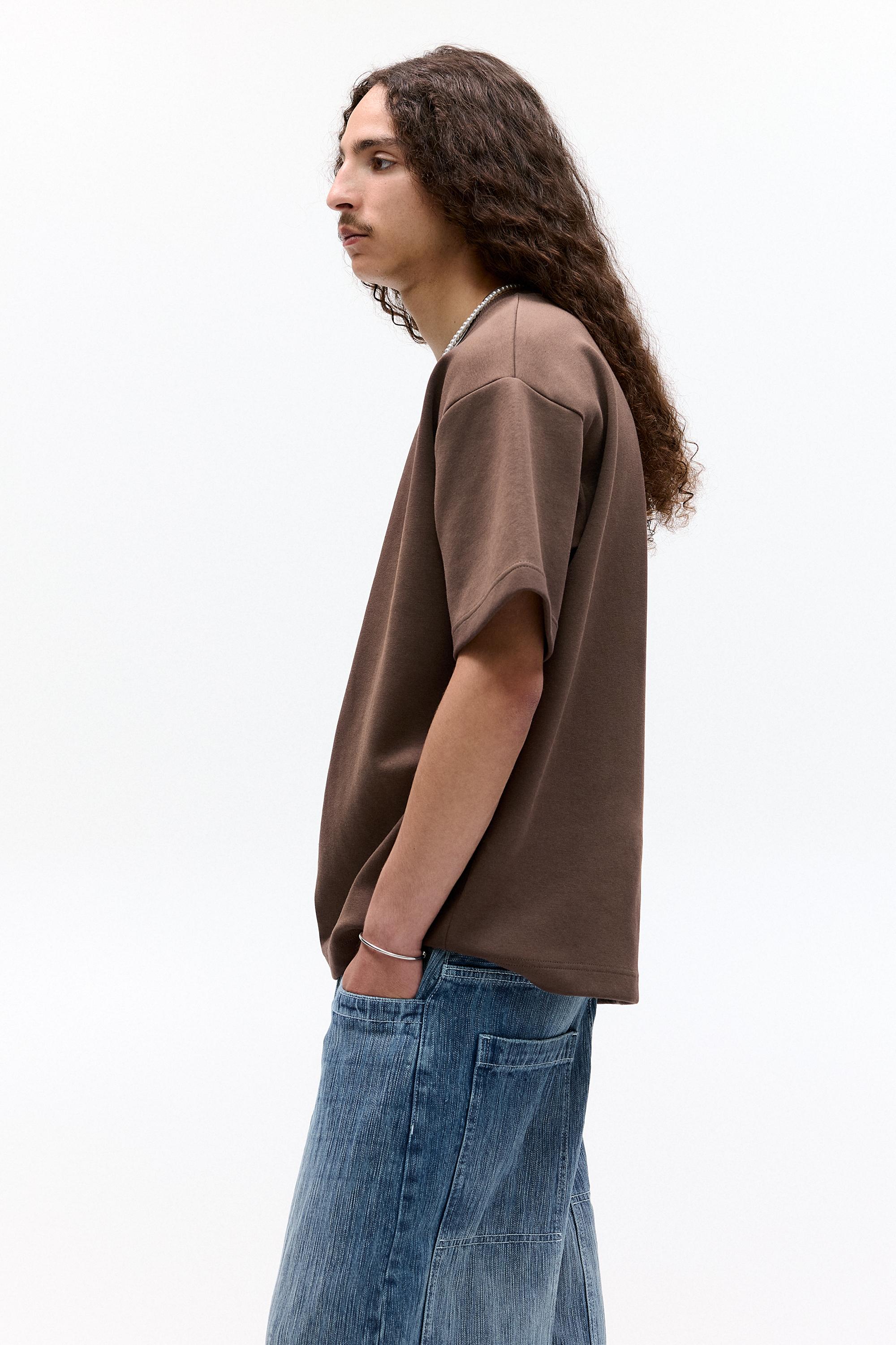 Basic short sleeve sweatshirt — Pale brown