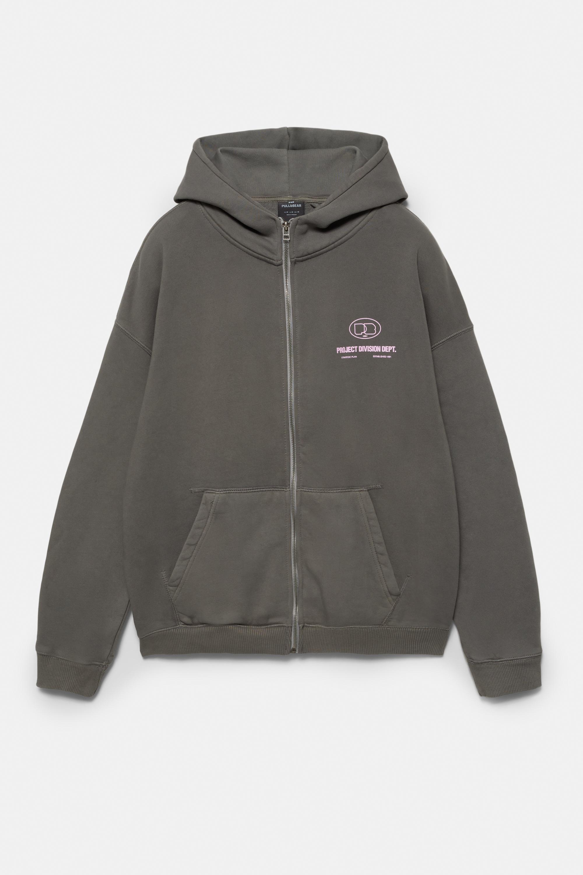 Fermuarlı kapüşonlu bol sweatshirt - Görsel 3