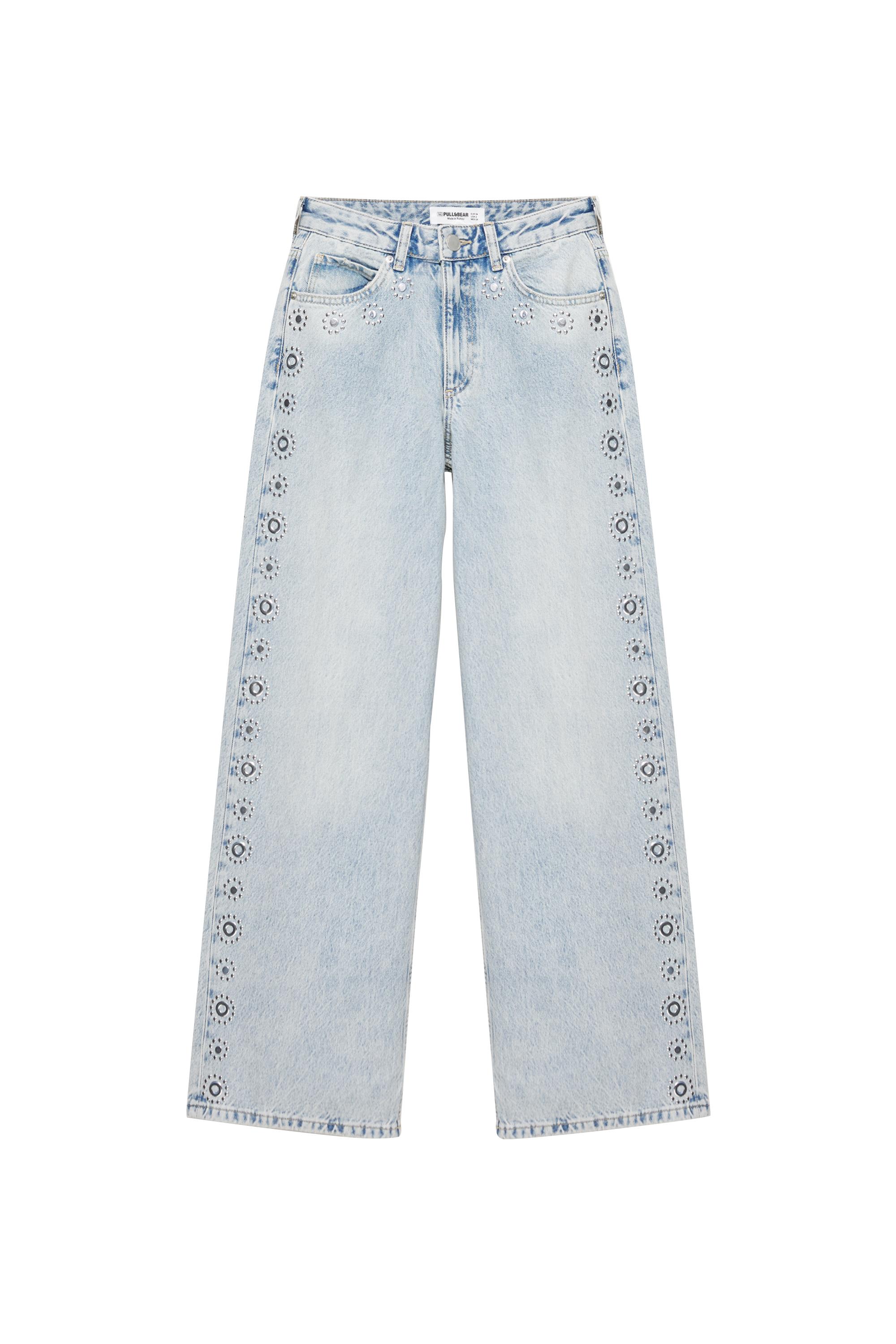 Pull&Bear Zımbalı baggy jean görsel 3