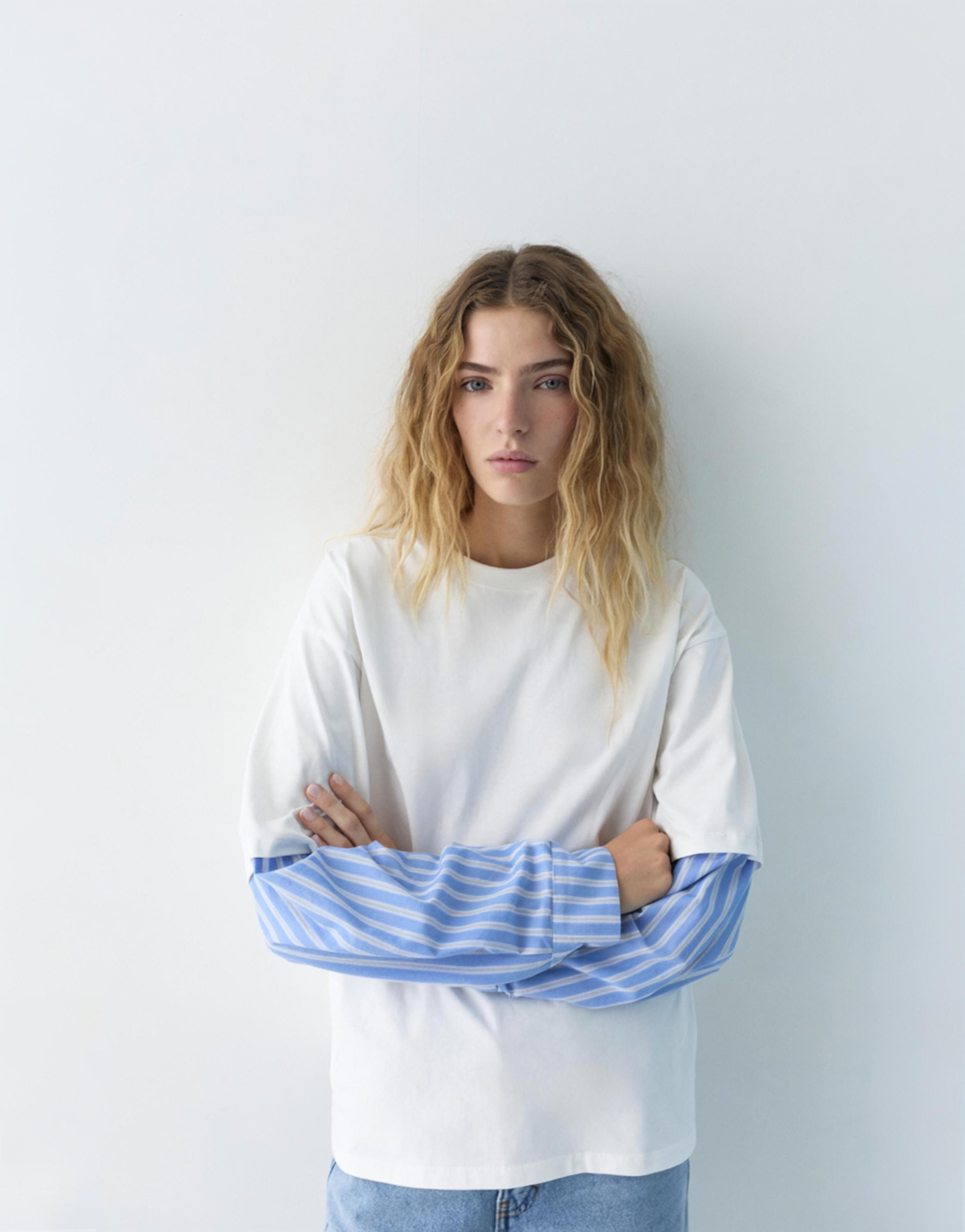 Double sleeve shirt T-shirt — Sand
