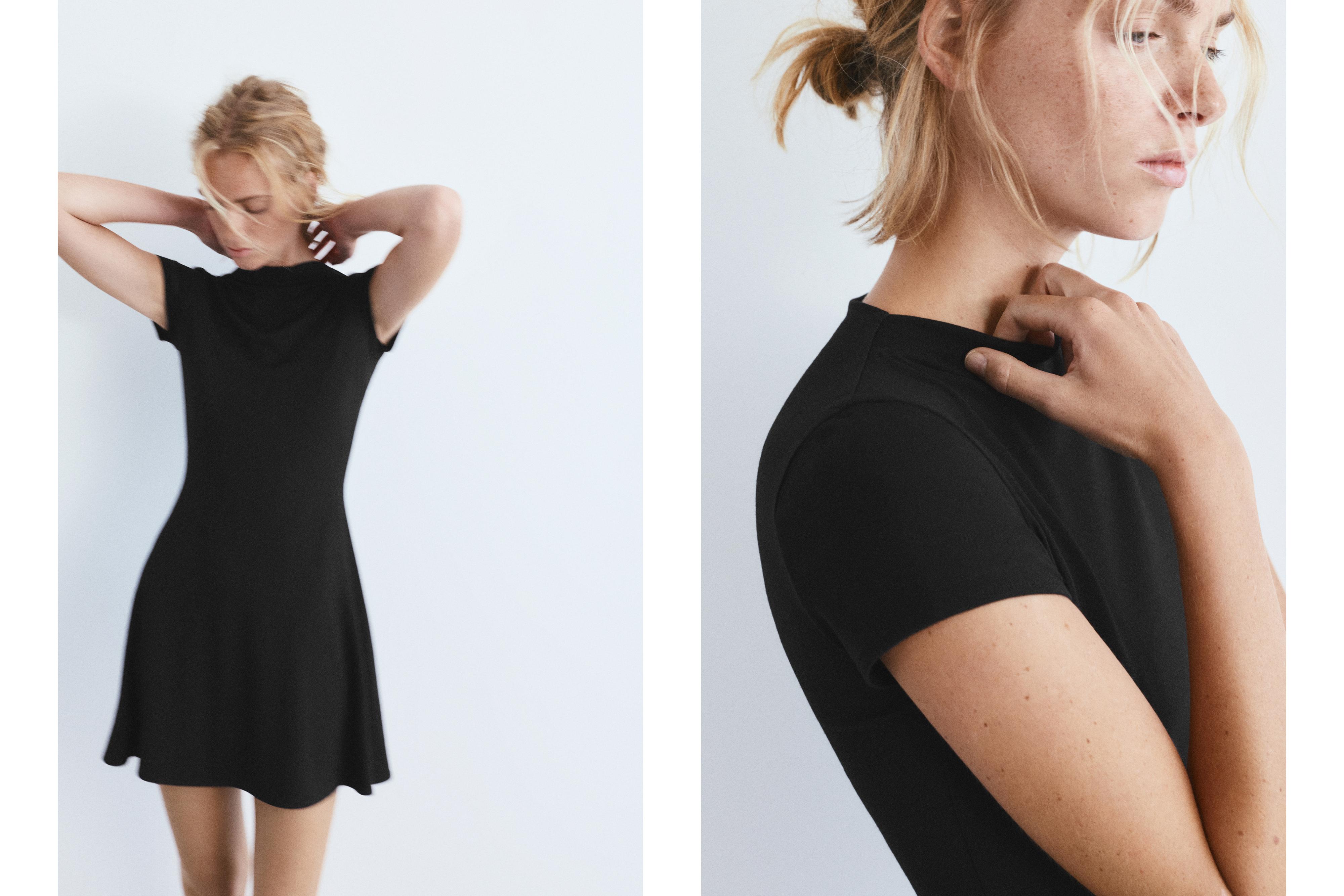 Short mock neck dress — Black