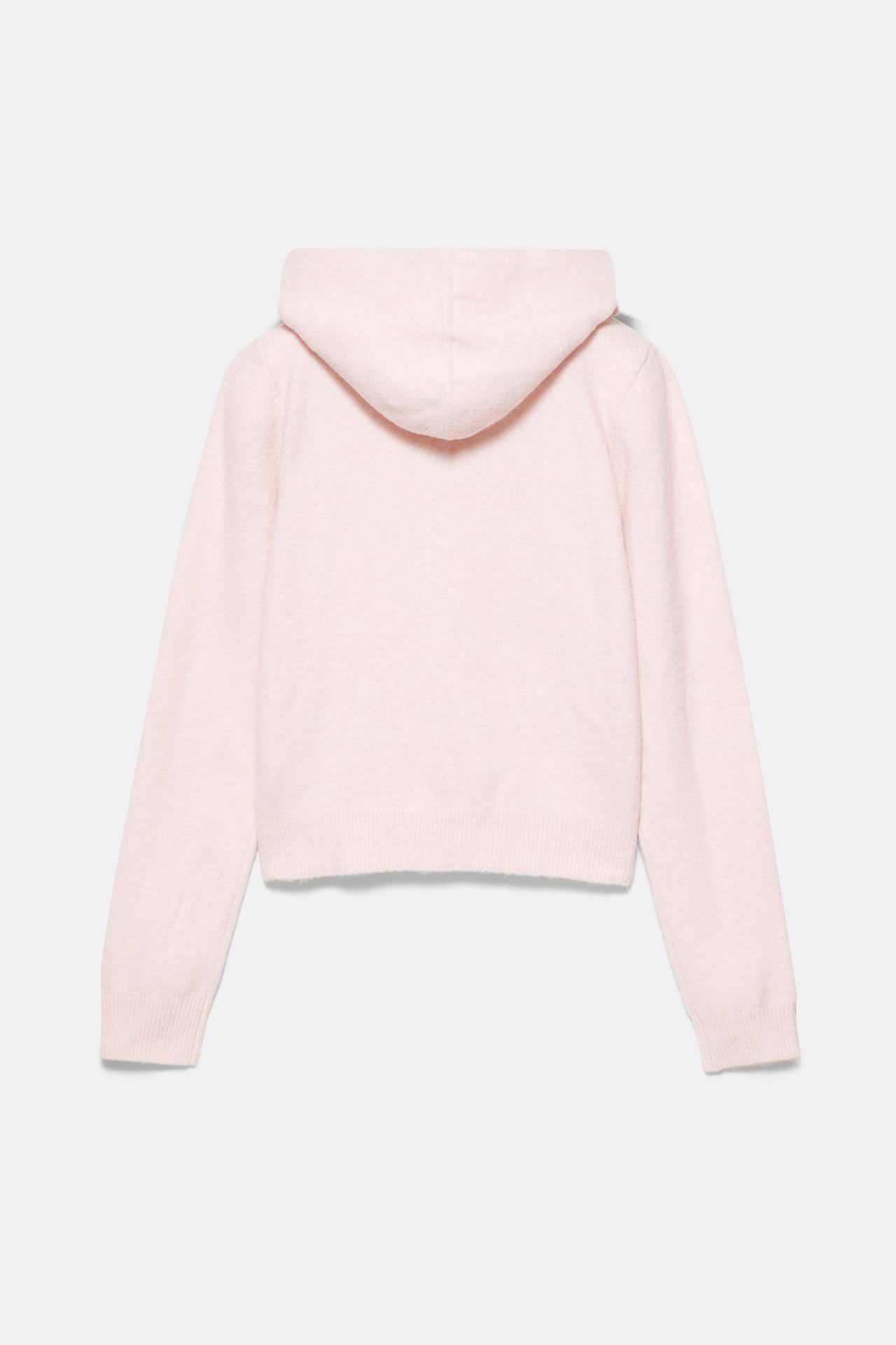 Zip-up hooded cardigan — Pink