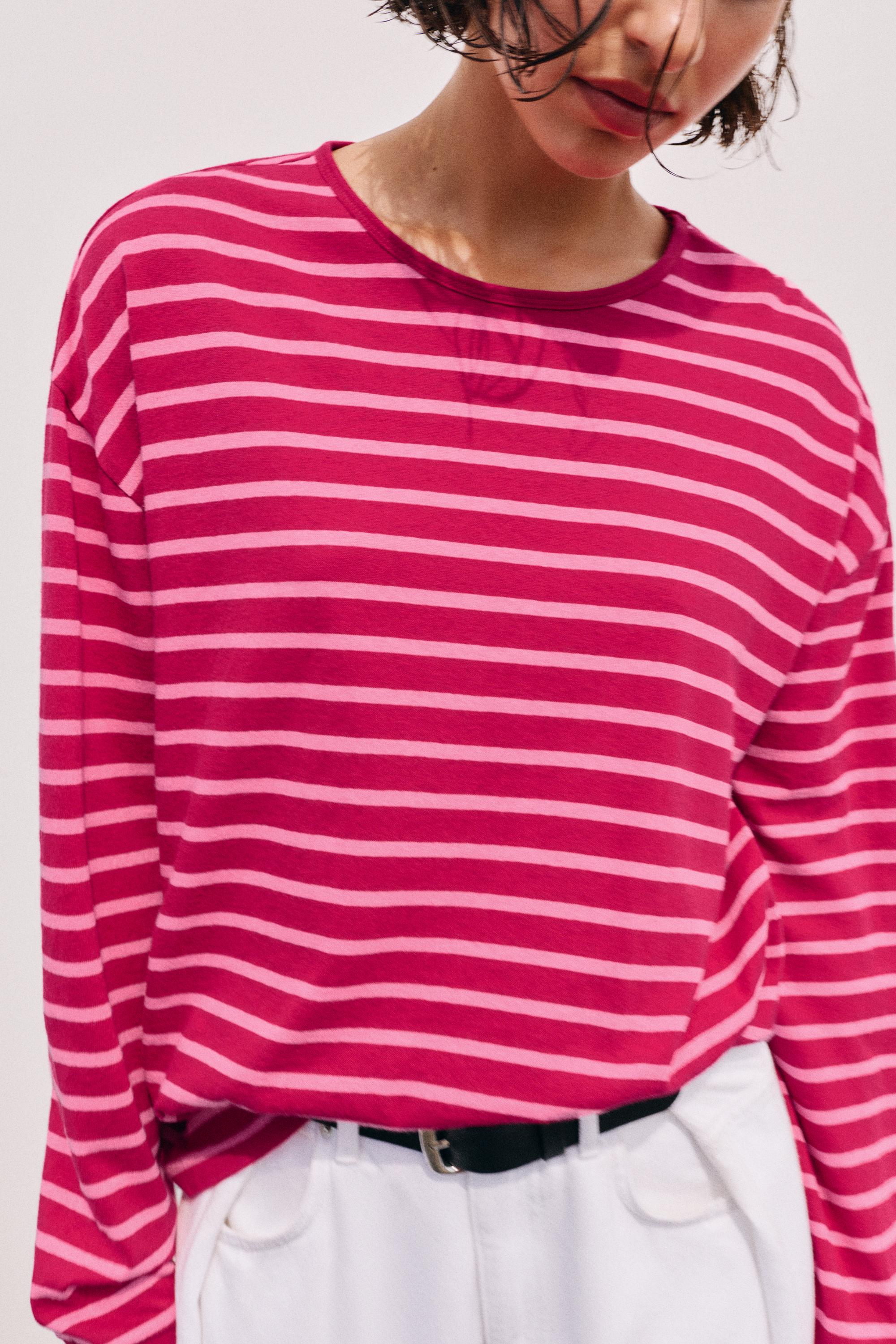 Oversize long sleeve striped T-shirt — Striped